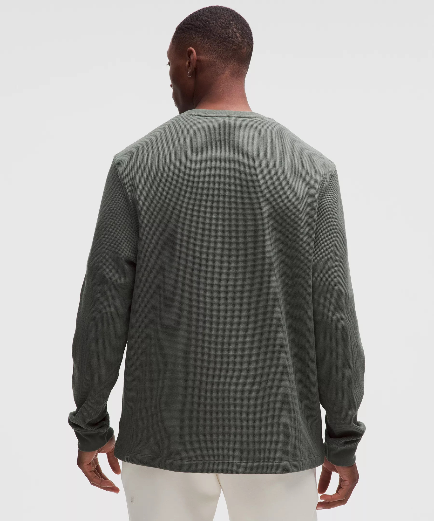 Cotton-Blend Waffle Knit Long-Sleeve Shirt - 3