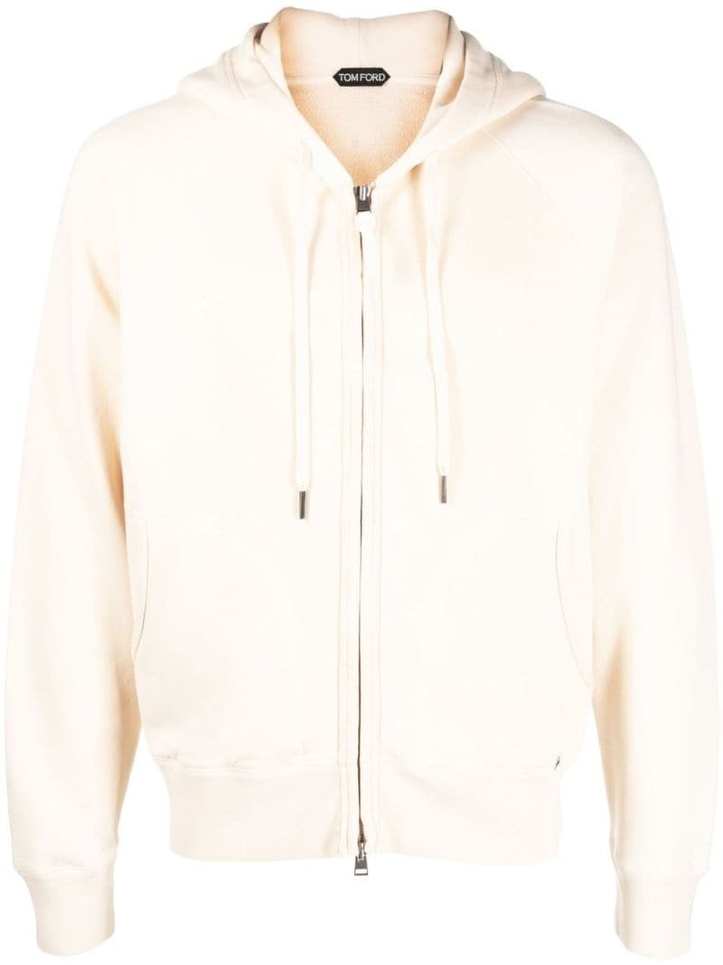 zipped drawstring hoodie - 1