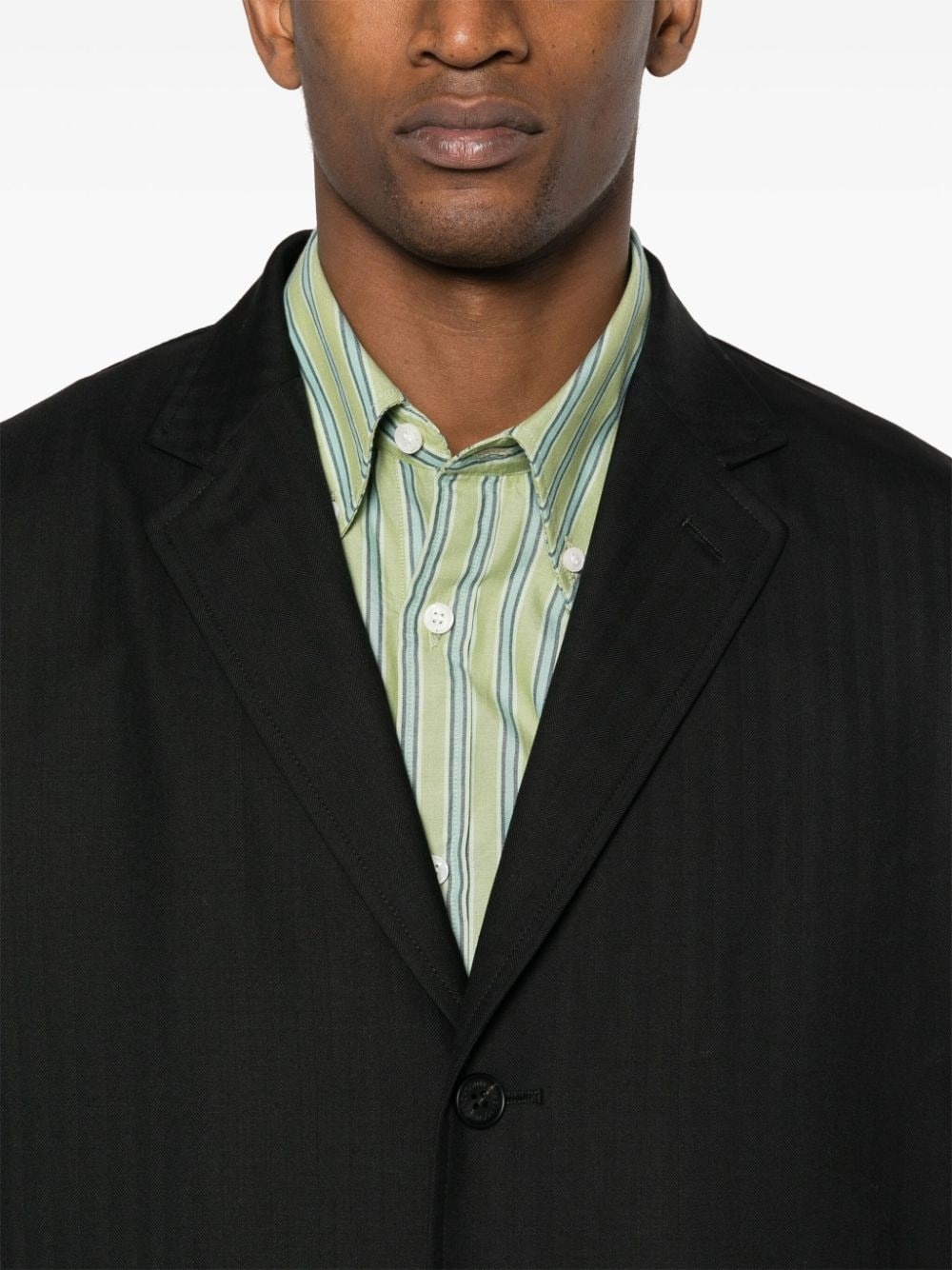 herringbone single-breasted blazer - 5