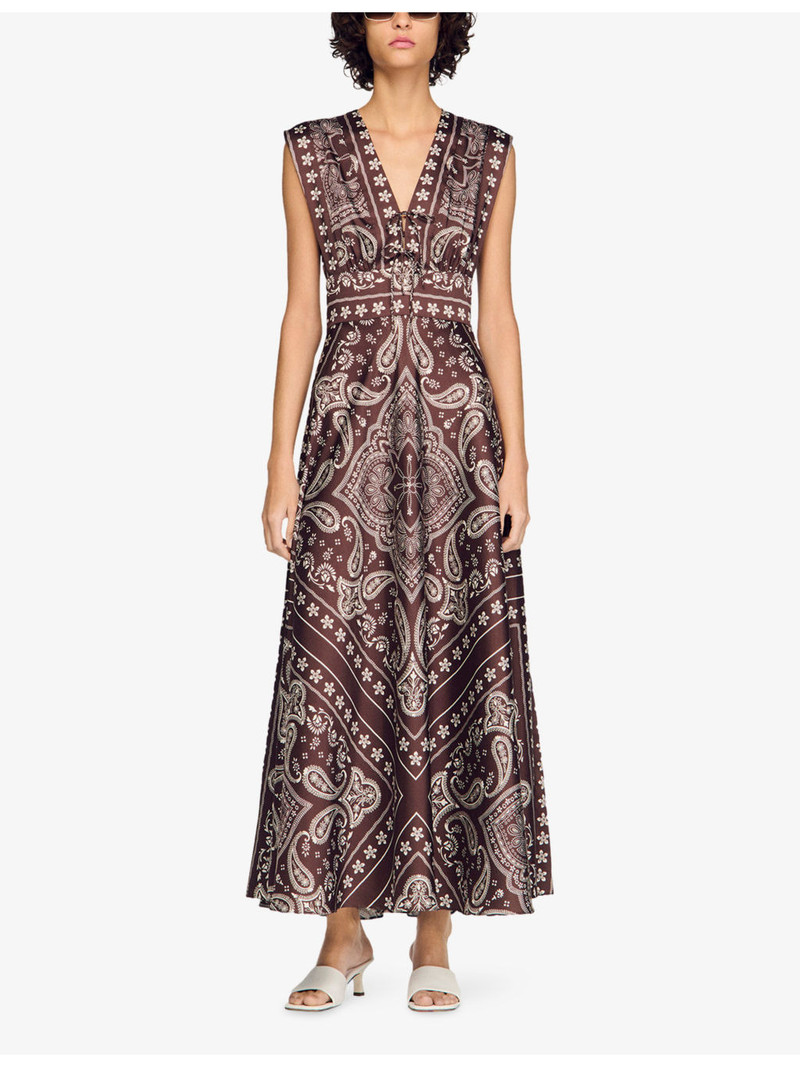 Sandro Bandana-Print Satin Maxi Dress outlook