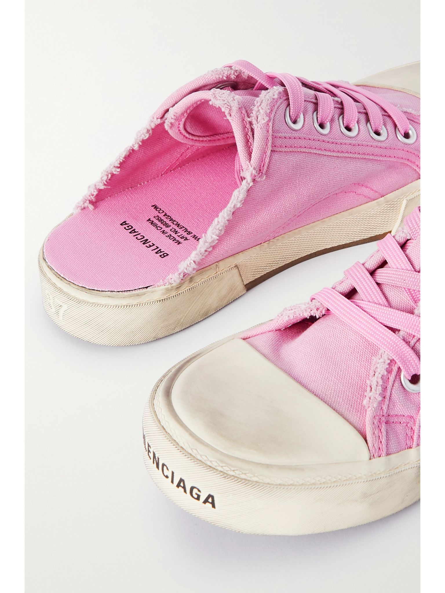 Paris High distressed rubber and cotton-canvas slip-on sneakers Pink - 4