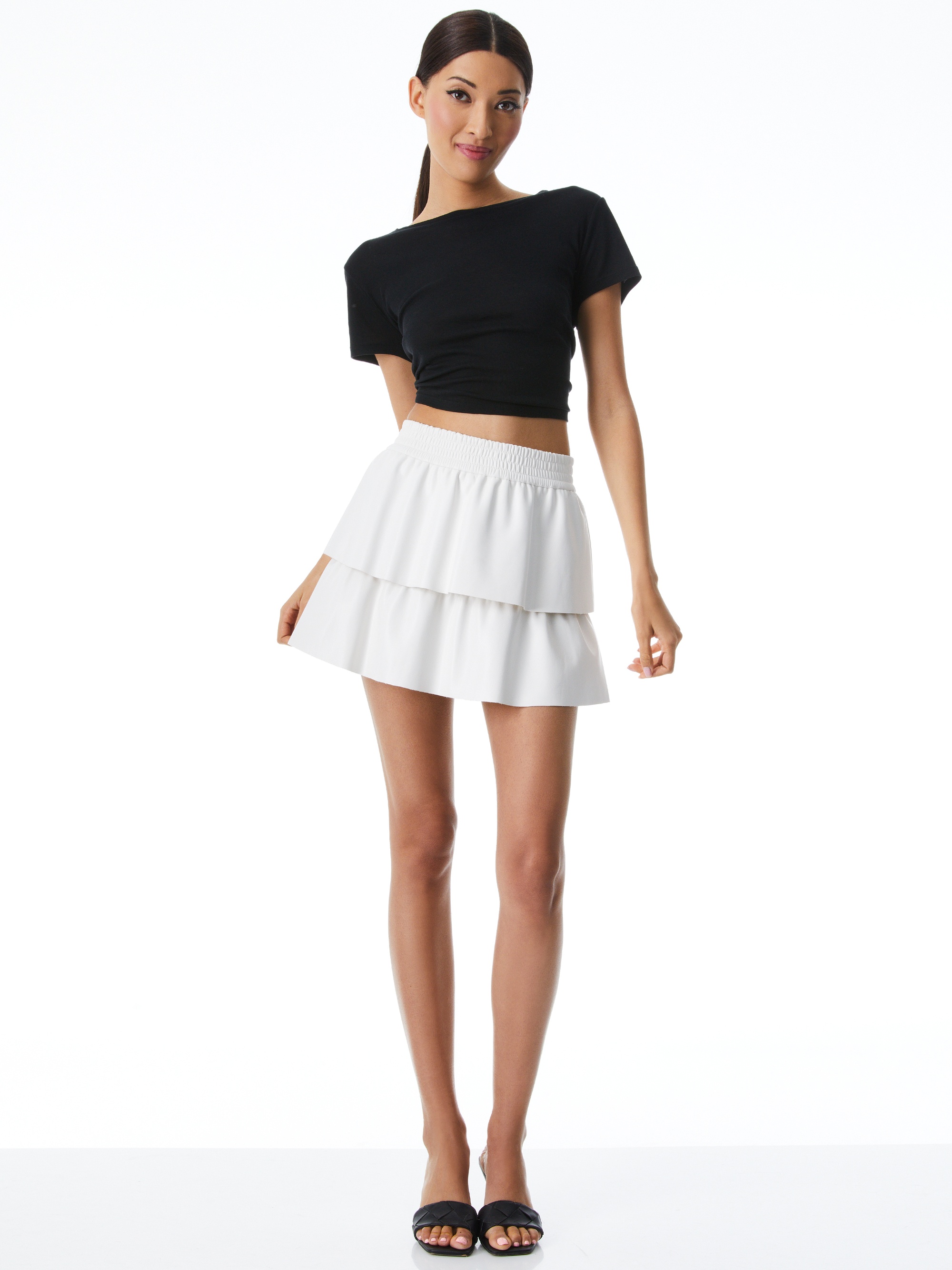 JIA VEGAN LEATHER TIERED MINI SKIRT - 3