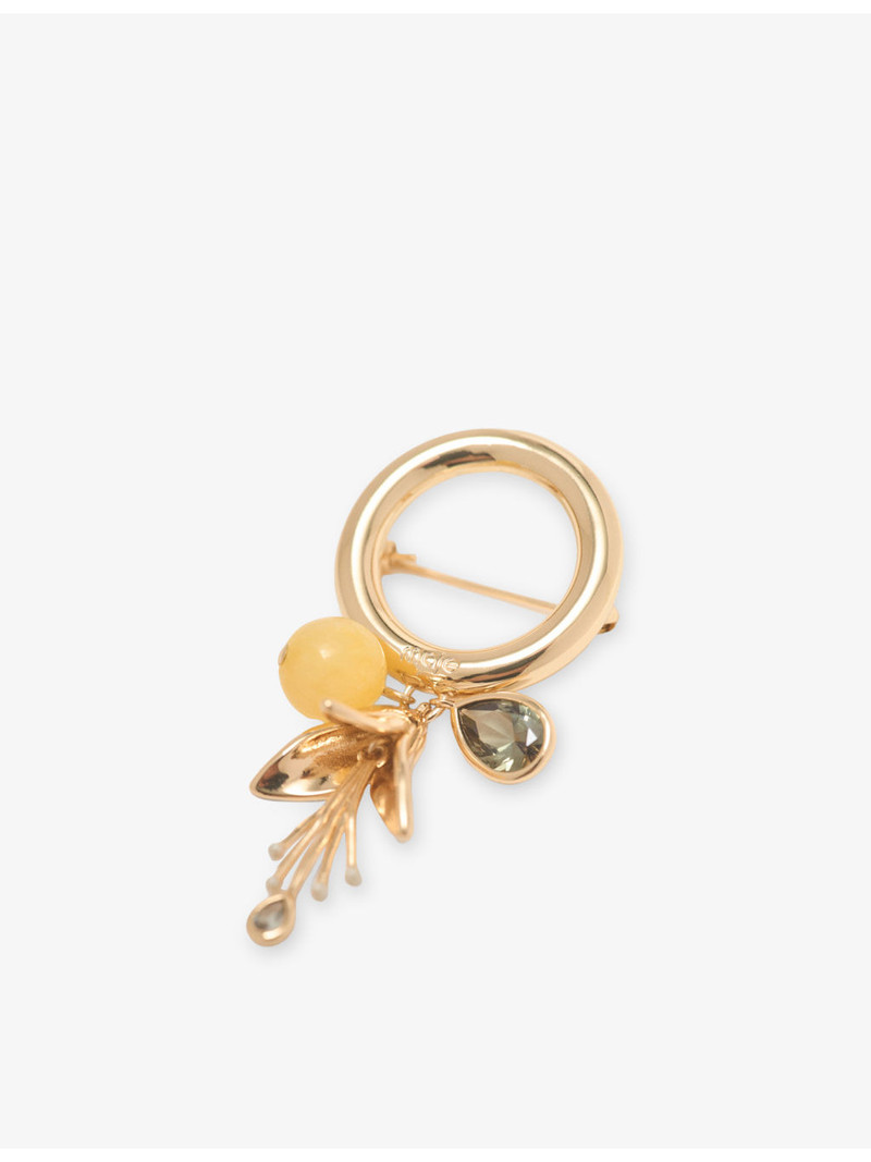 maje Tulip Round Gold-Toned Brass Brooch outlook