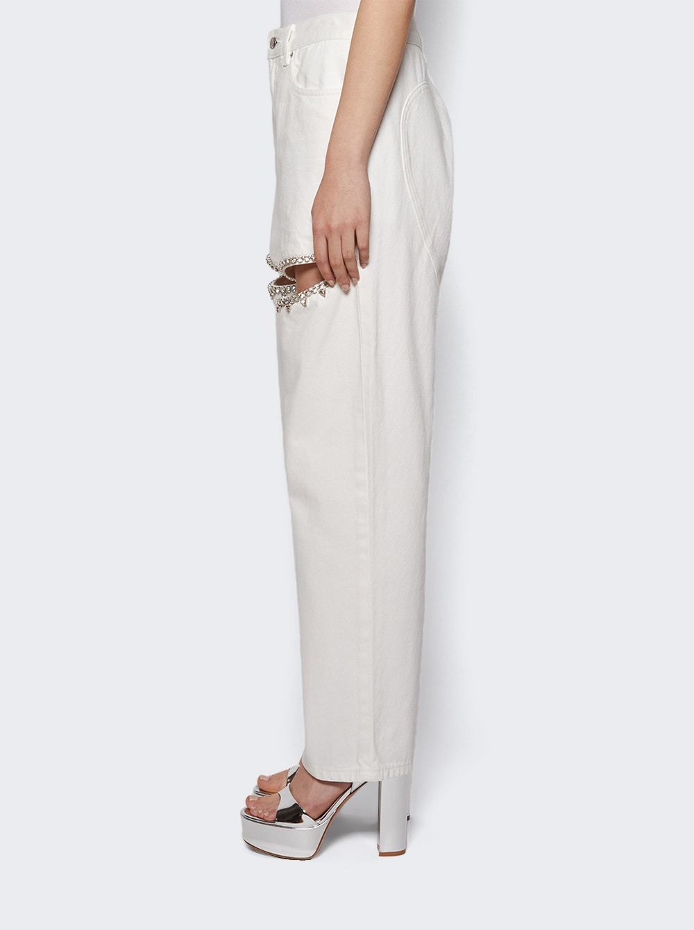 Crystal Slit Jean White - 3