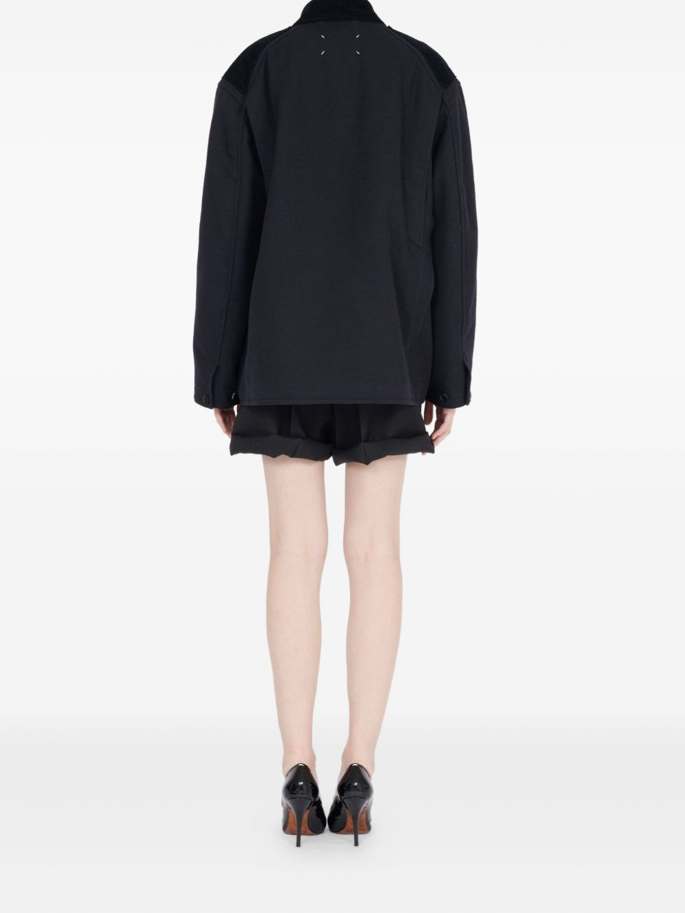 corduroy-collar overshirt - 4