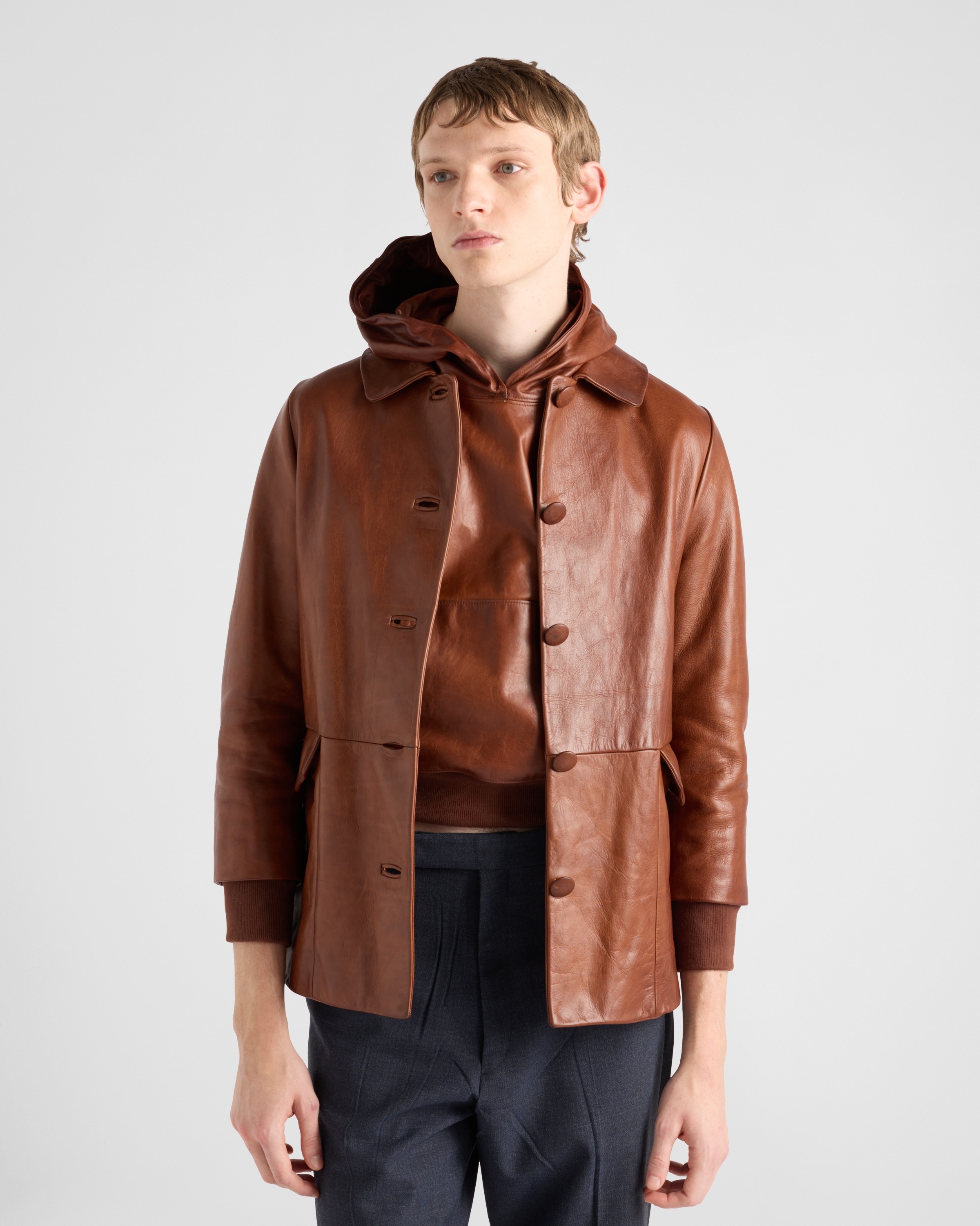 Leather blouson jacket - 3