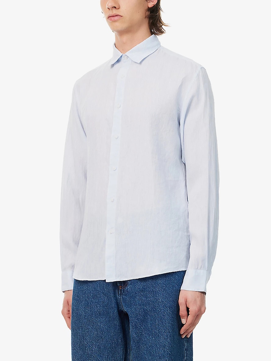 Curved-hem regular-fit linen shirt - 3