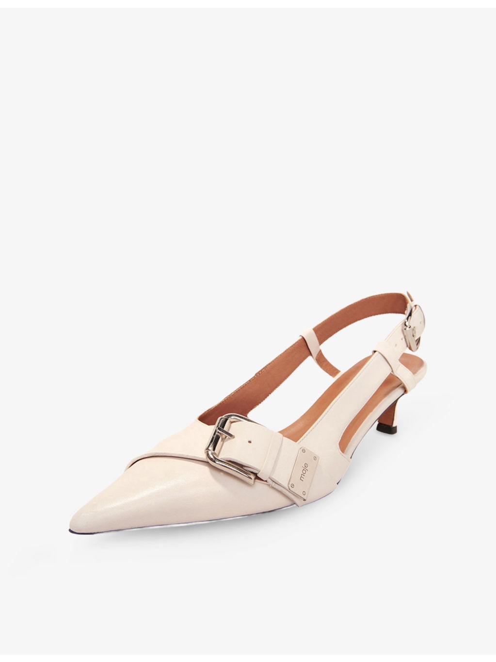 Double-Buckle Slingback Heeled Leather Pumps - 3