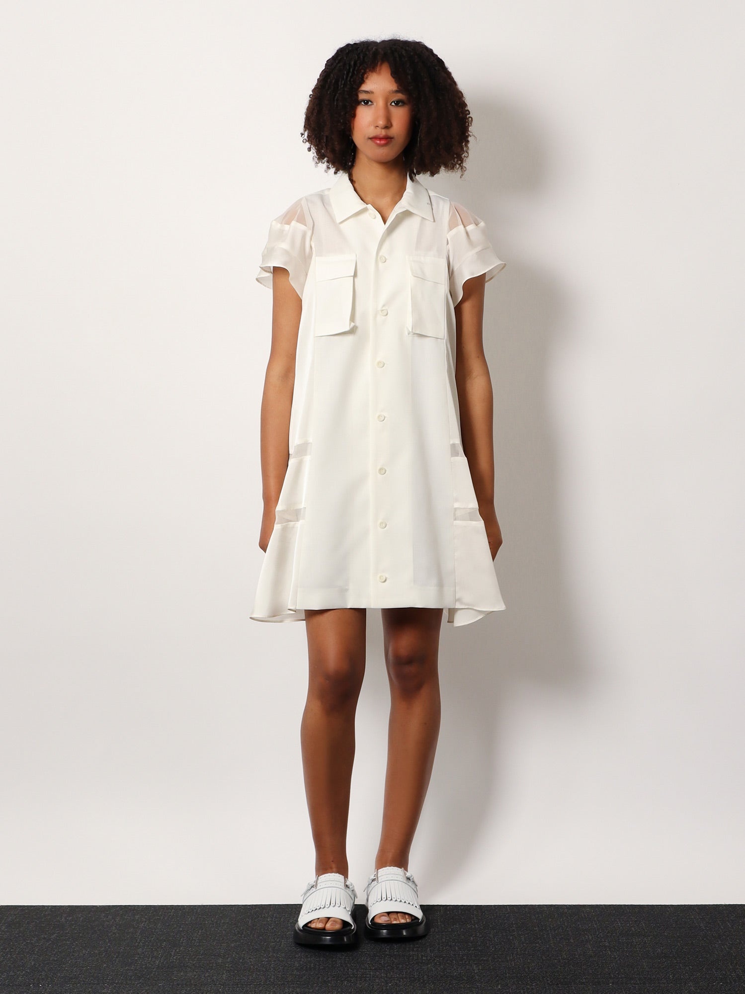 Chemisier dress with voile and satin inserts - 2