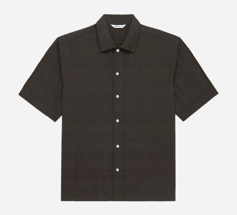 Short Sleeve Work Shirt - Ink Grid Dobby - 1