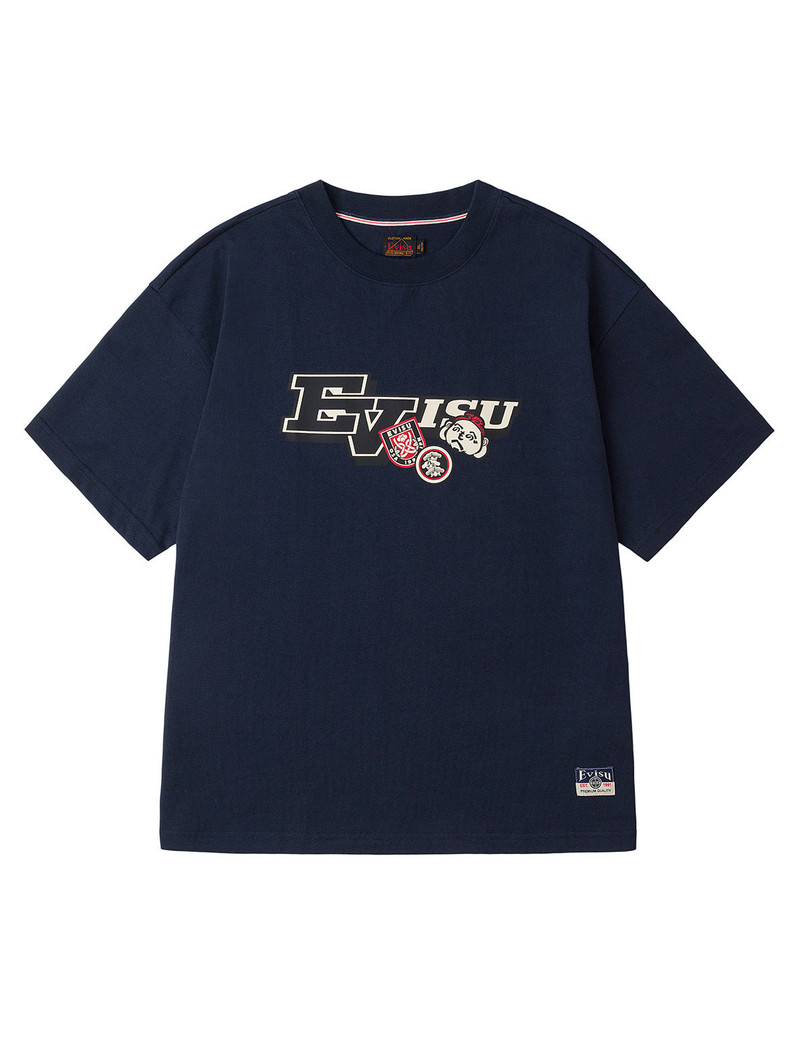 EVISU Henohenomohe Godhead and Wheel of Wisdom tag Daicock Print Relax Fit T-Shirt outlook