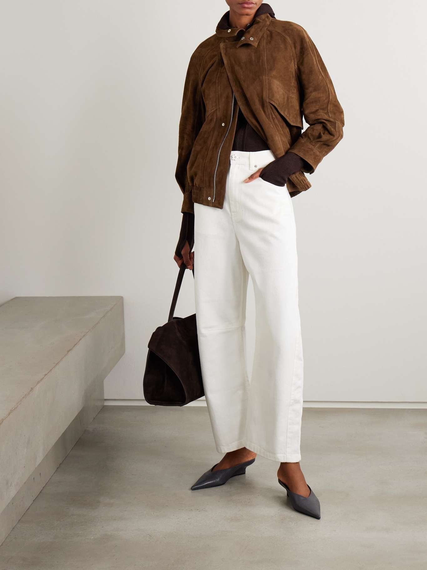Ariste oversized paneled suede jacket Brown - 2