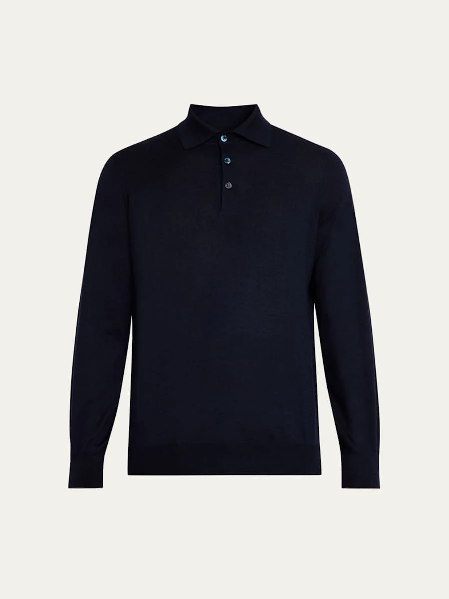 Men's Cashmere Knit Polo Sweater - 1