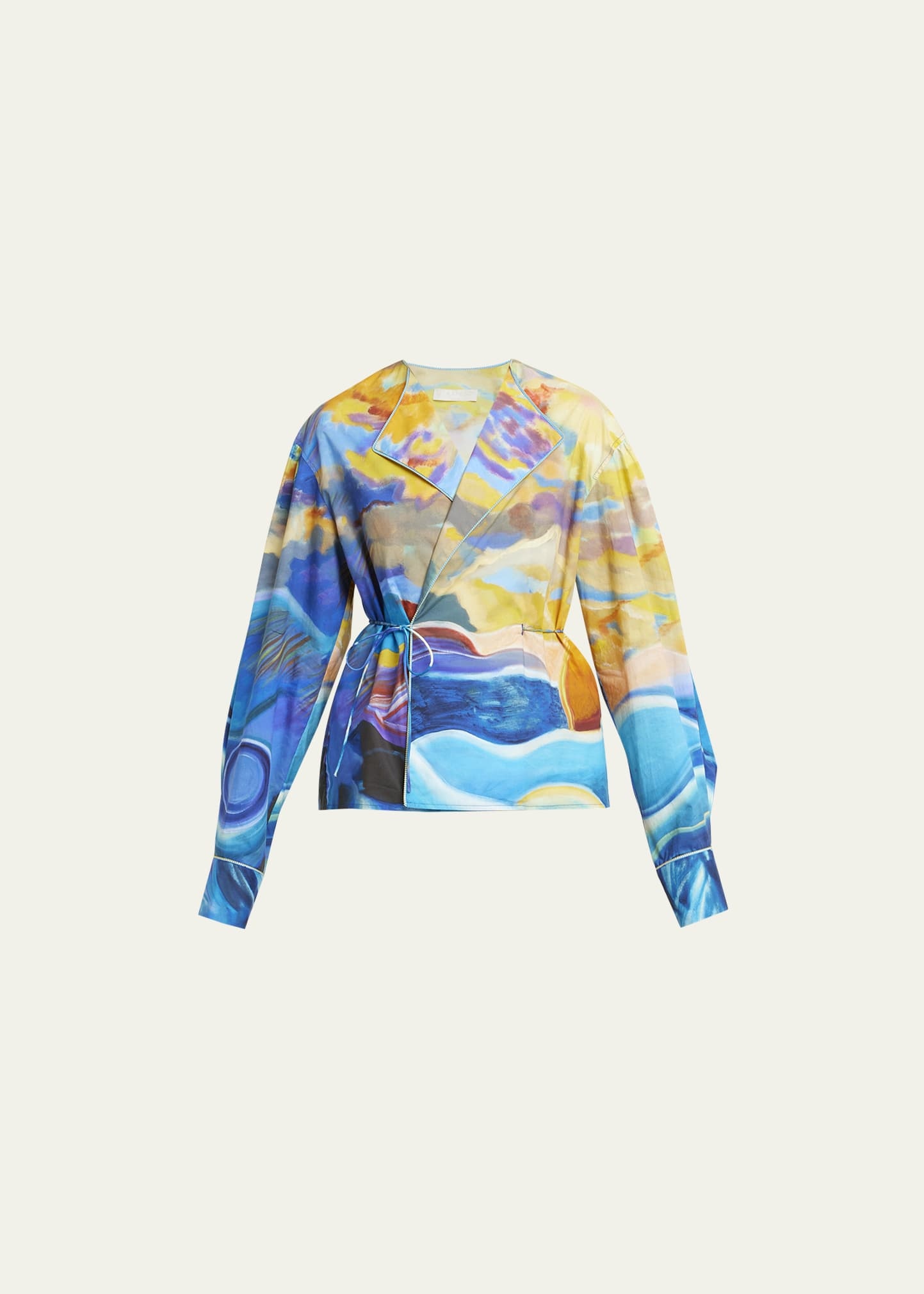 Holland Abstract-Print Cotton Wrap Jacket - 1