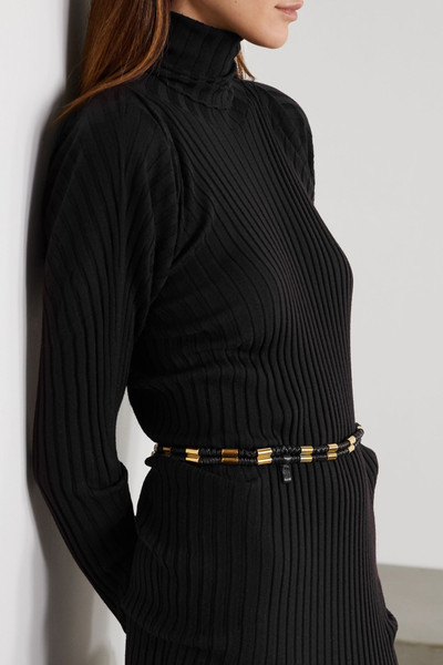 Bottega Veneta Ruched leather and gold-tone belt outlook