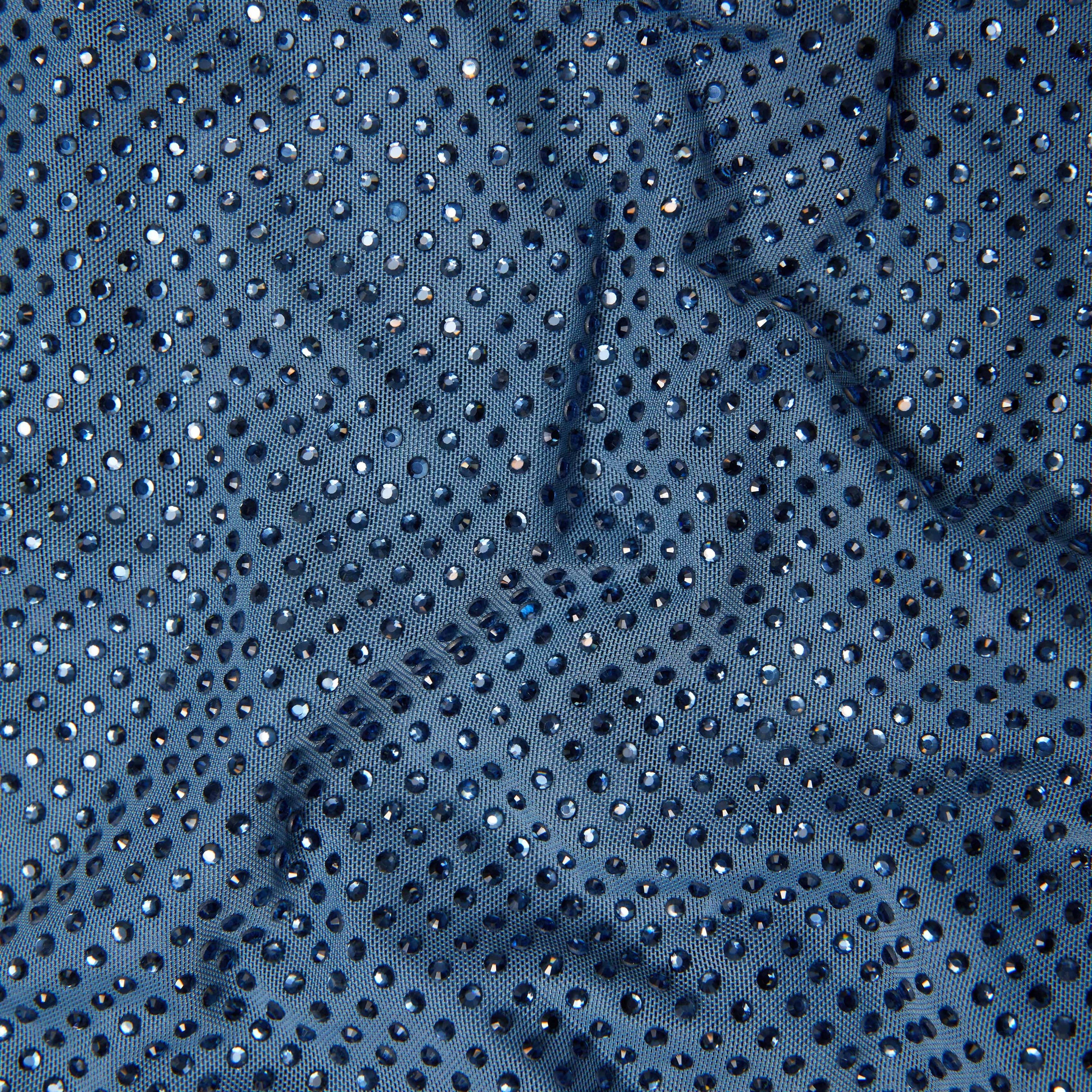 Blue Rhinestone Gathered Maxi Dress - 5