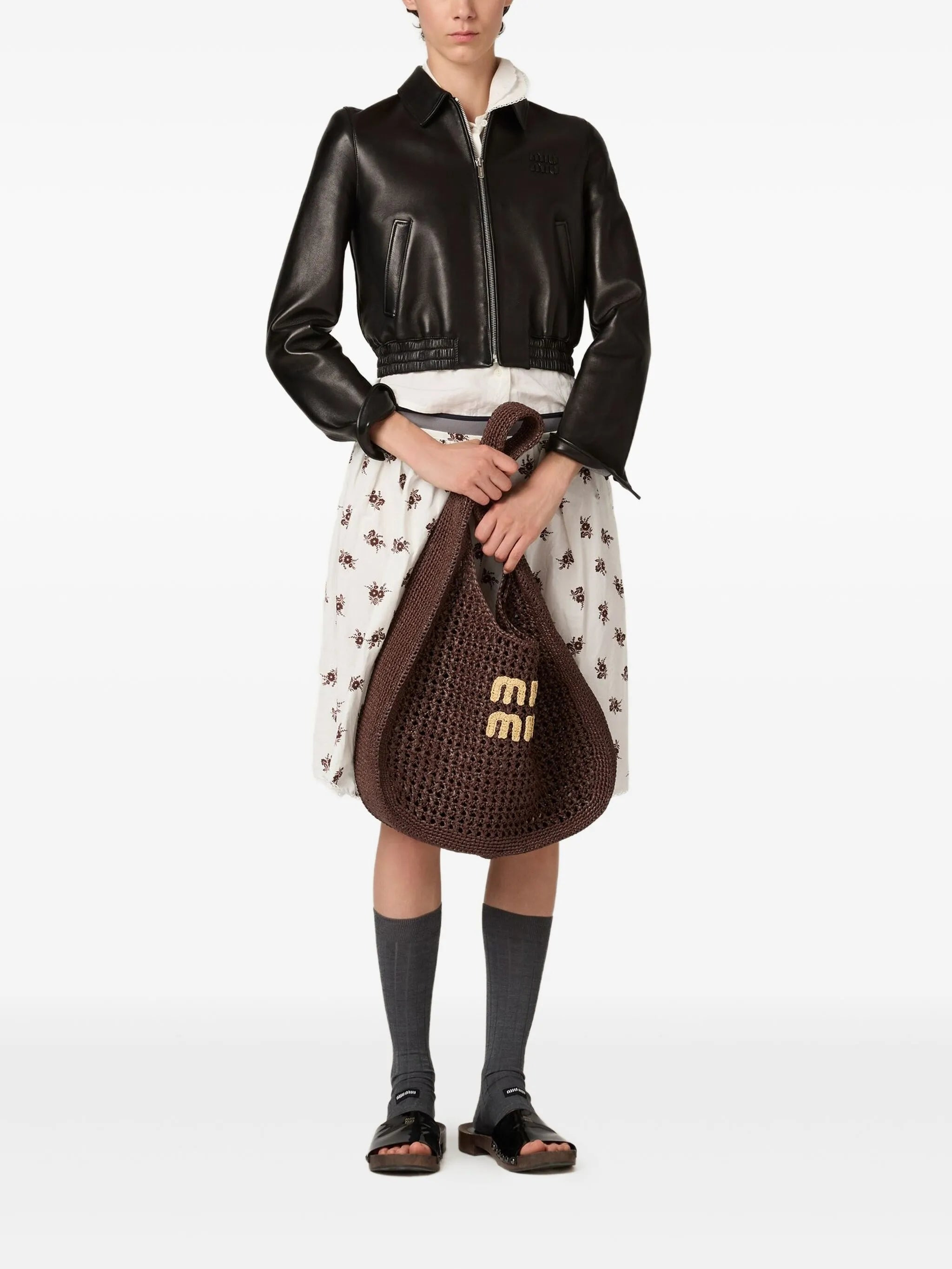 Miu Miu Raffia-effect Woven Shoulder Bag - 3