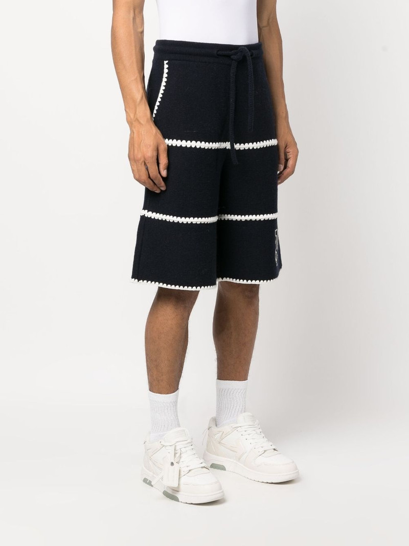 monogram-embroidered wool-blend shorts 3