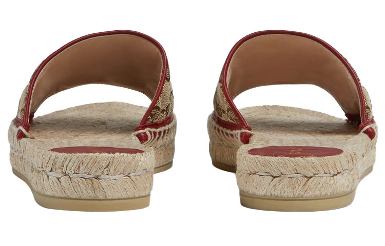 (WMNS) Gucci Double g Canvas Straw Woven Fashion Ebony Slippers 620120-KQWM0-9761 - 4