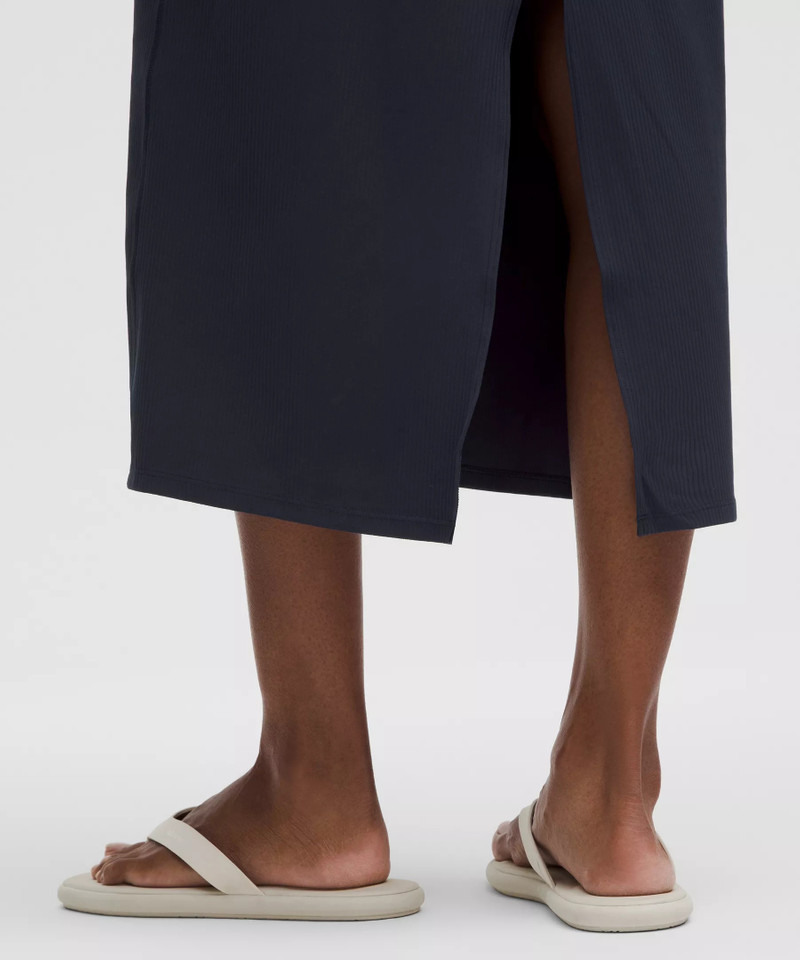 knee length dresses for ladies lululemon All Aligned Ribbed Midi Dress – Your Journey Health Club main image 1