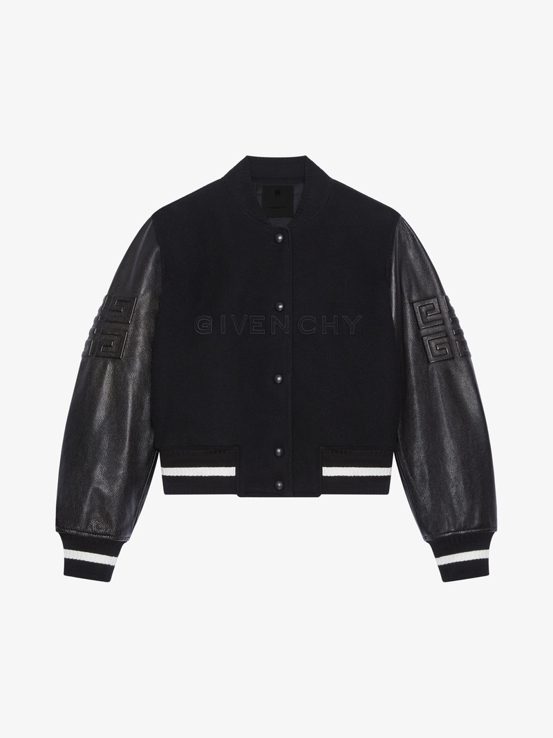 GIVENCHY CROPPED VARSITY JACKET IN WOOL AND LEATHER 1