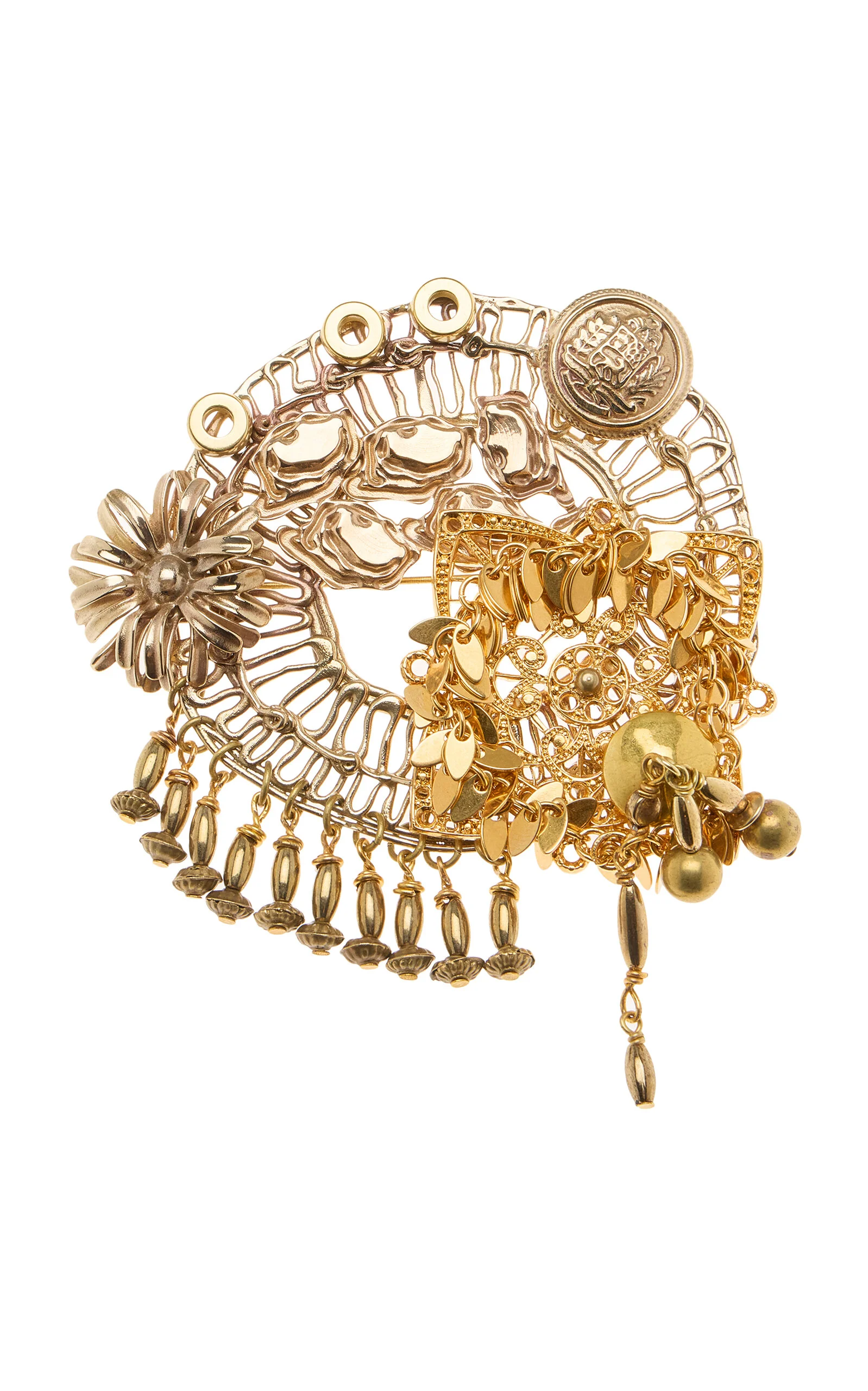 Aged Brass Pin Brooch - 1