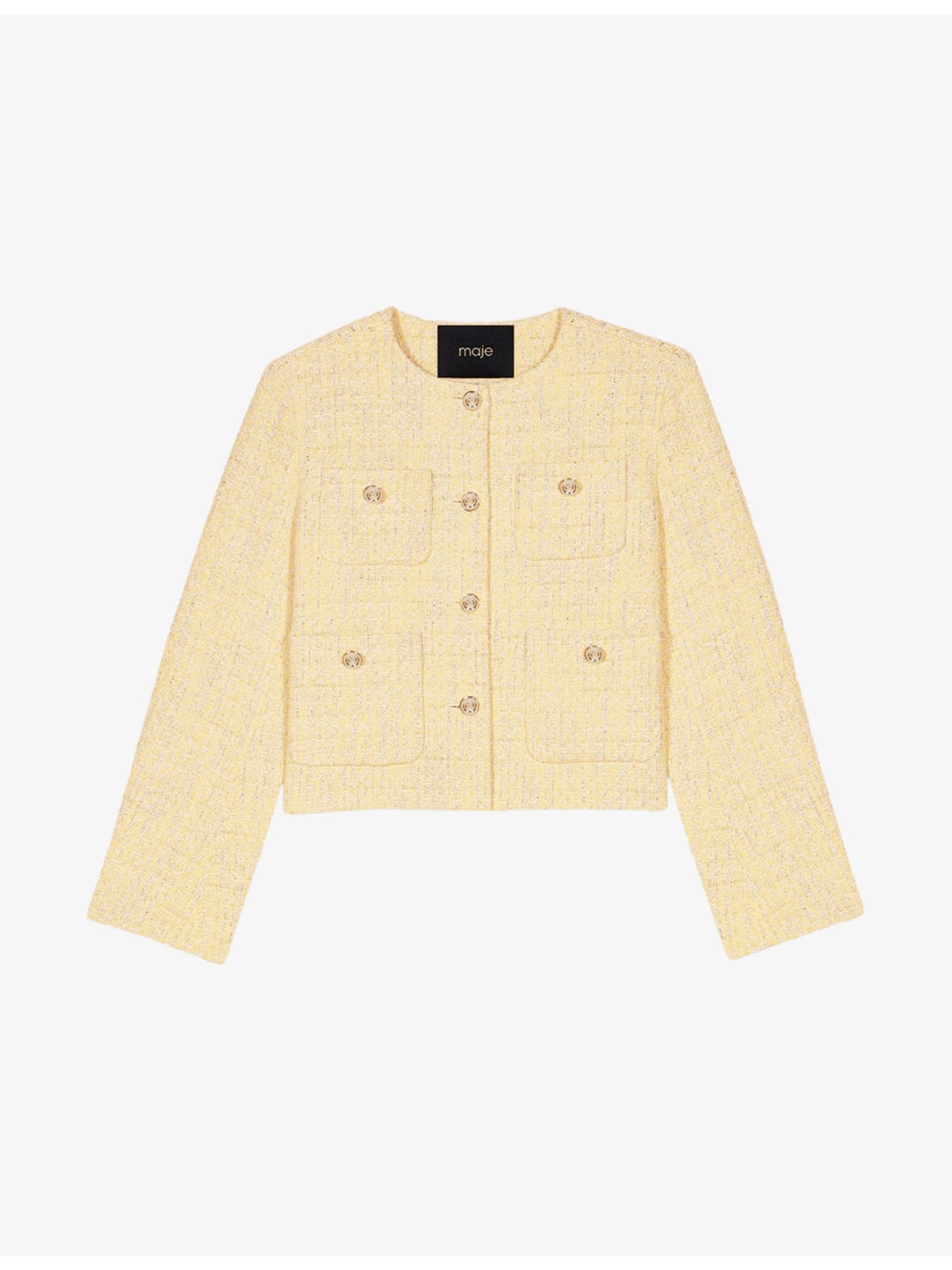 Short Metallic-Tweed Cotton-Blend Jacket - 1