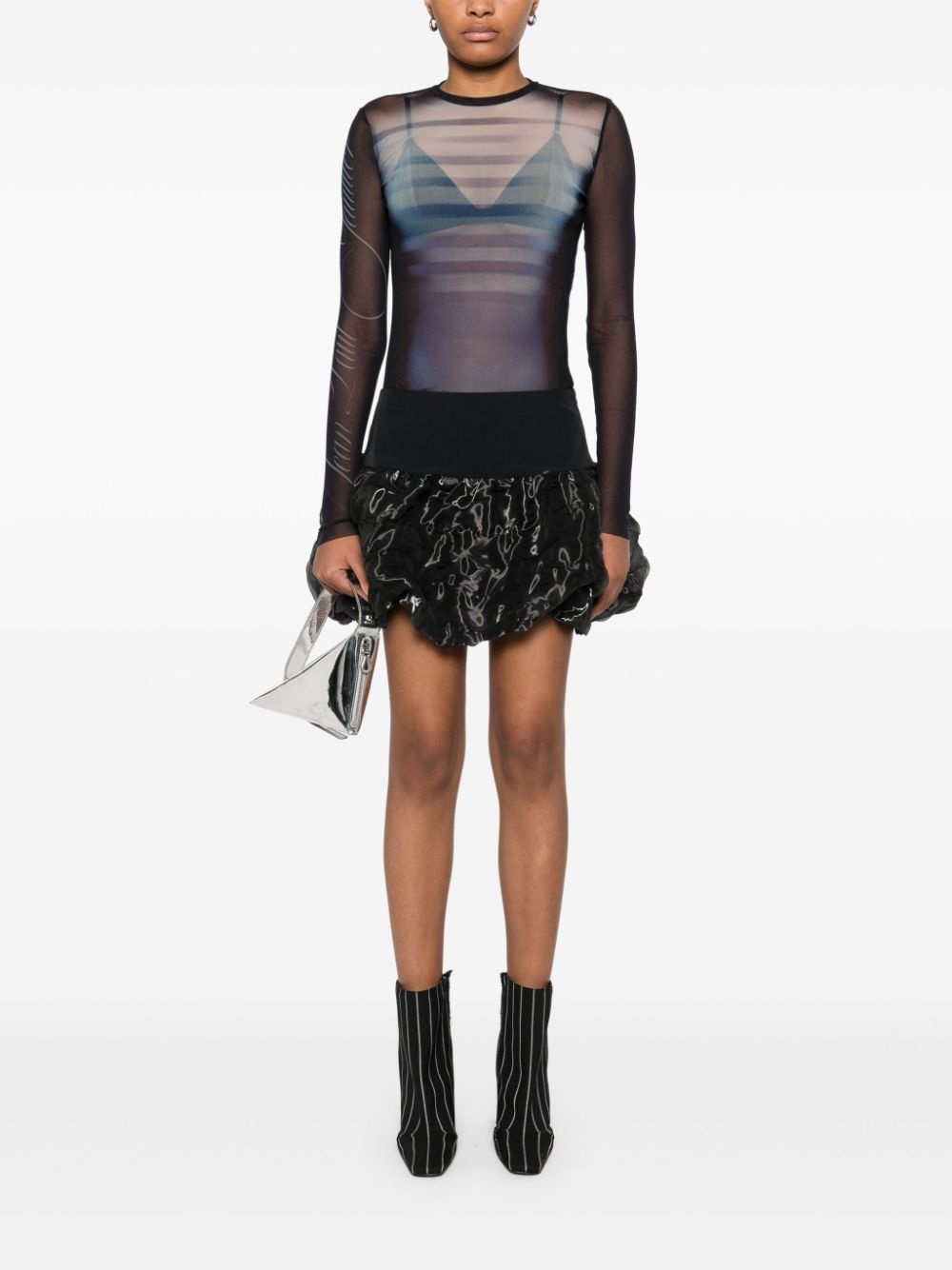 Le Male-print  mesh top - 3
