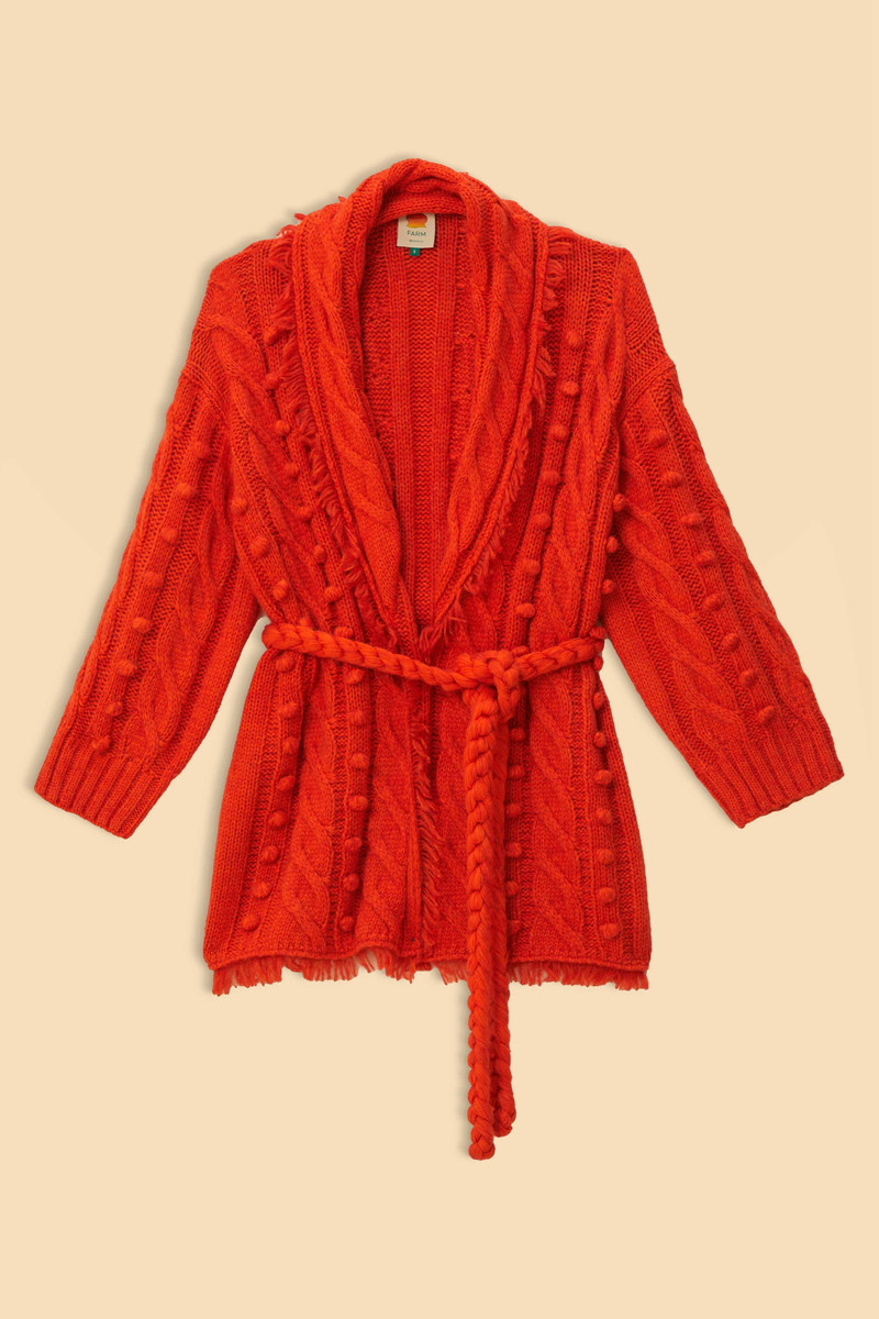 Orange Braided Knit Cardigan 5