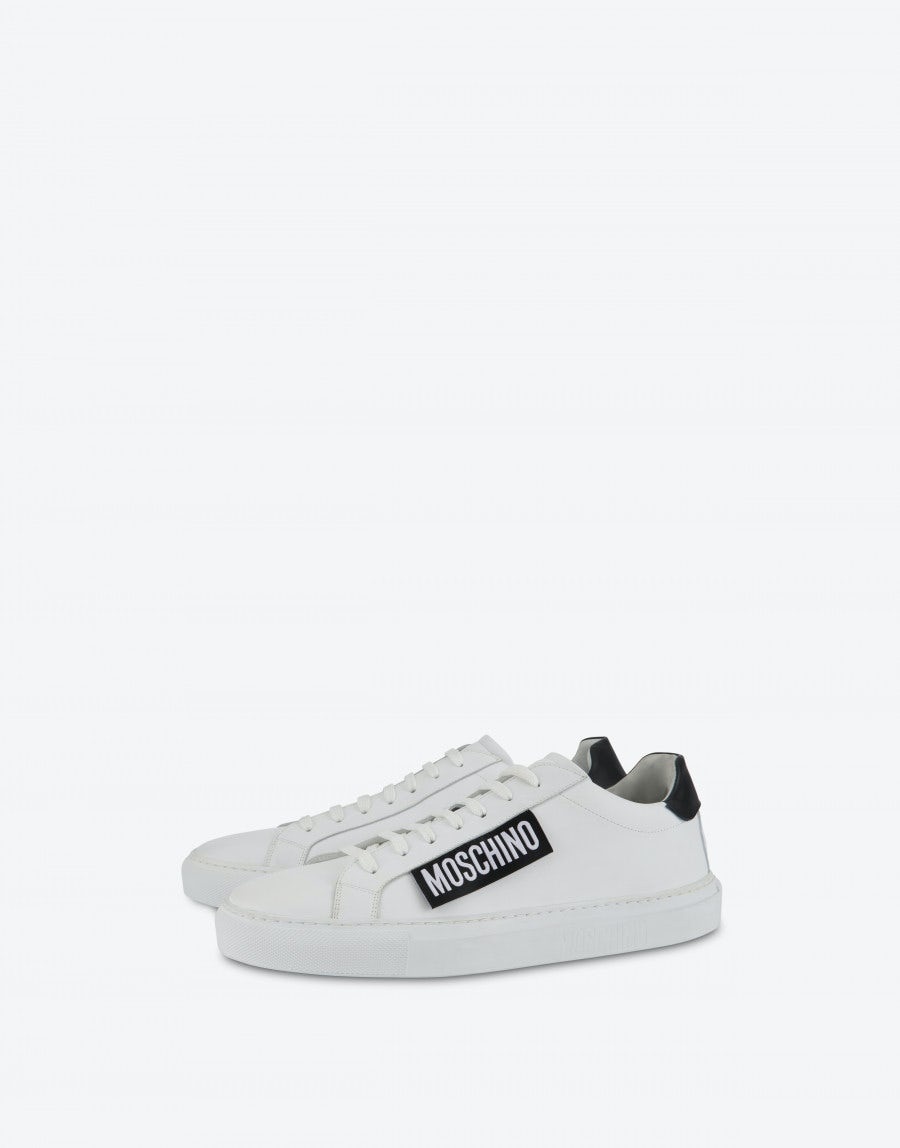 CALFSKIN SNEAKERS MOSCHINO LABEL - 1