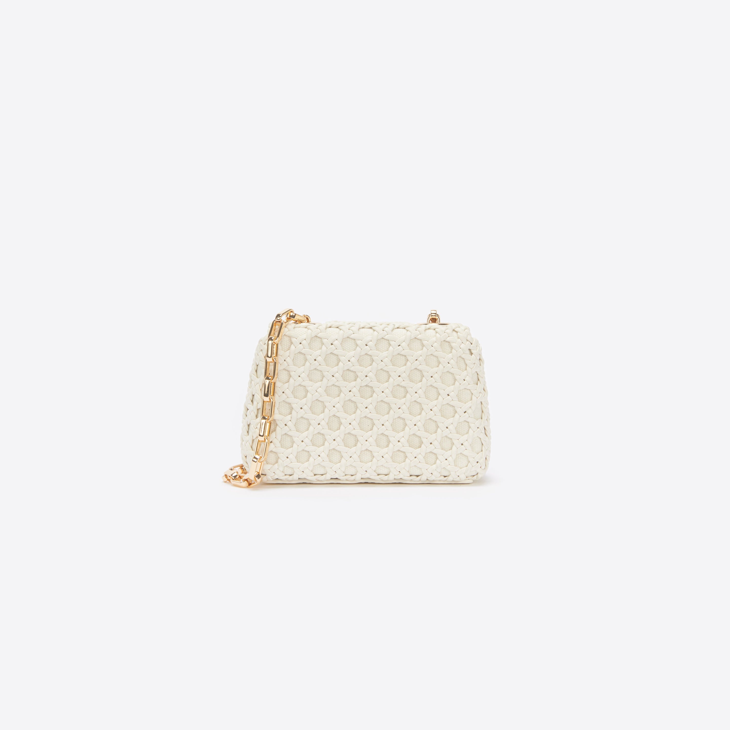 Cream Woven Leather Micro Bag - 3