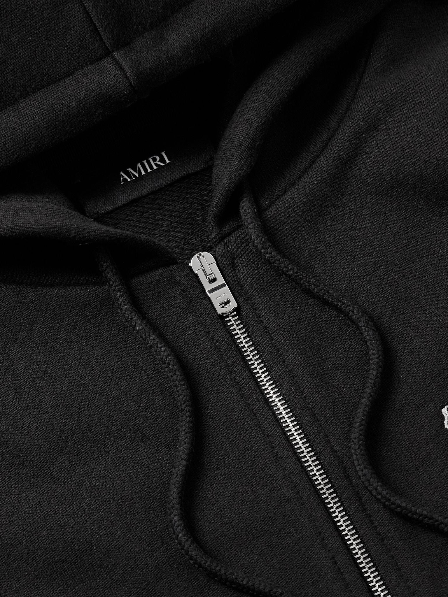 Logo-Embroidered Cotton-Jersey Zip-Up Hoodie Black - 4