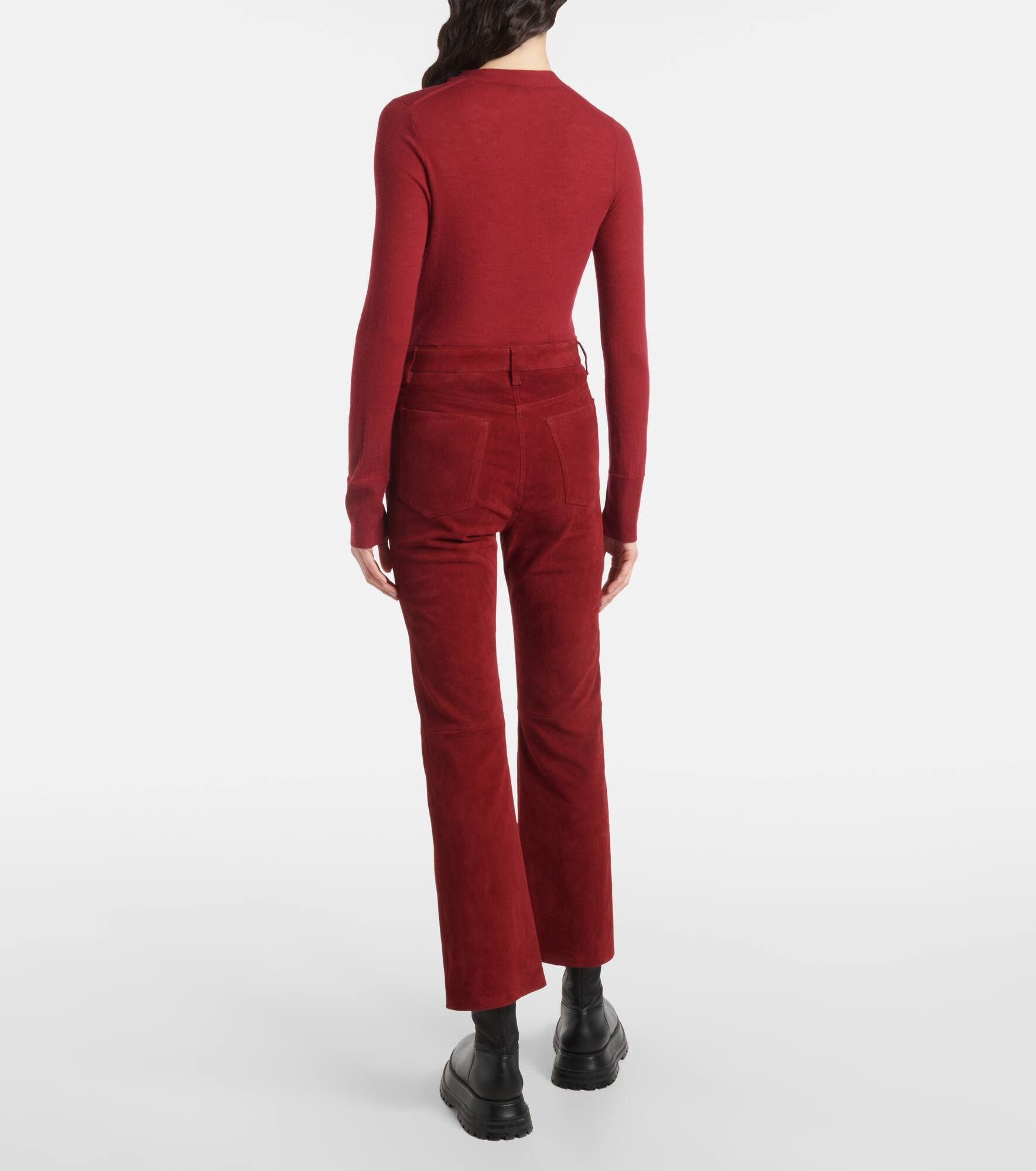 High-rise suede slim pants - 3