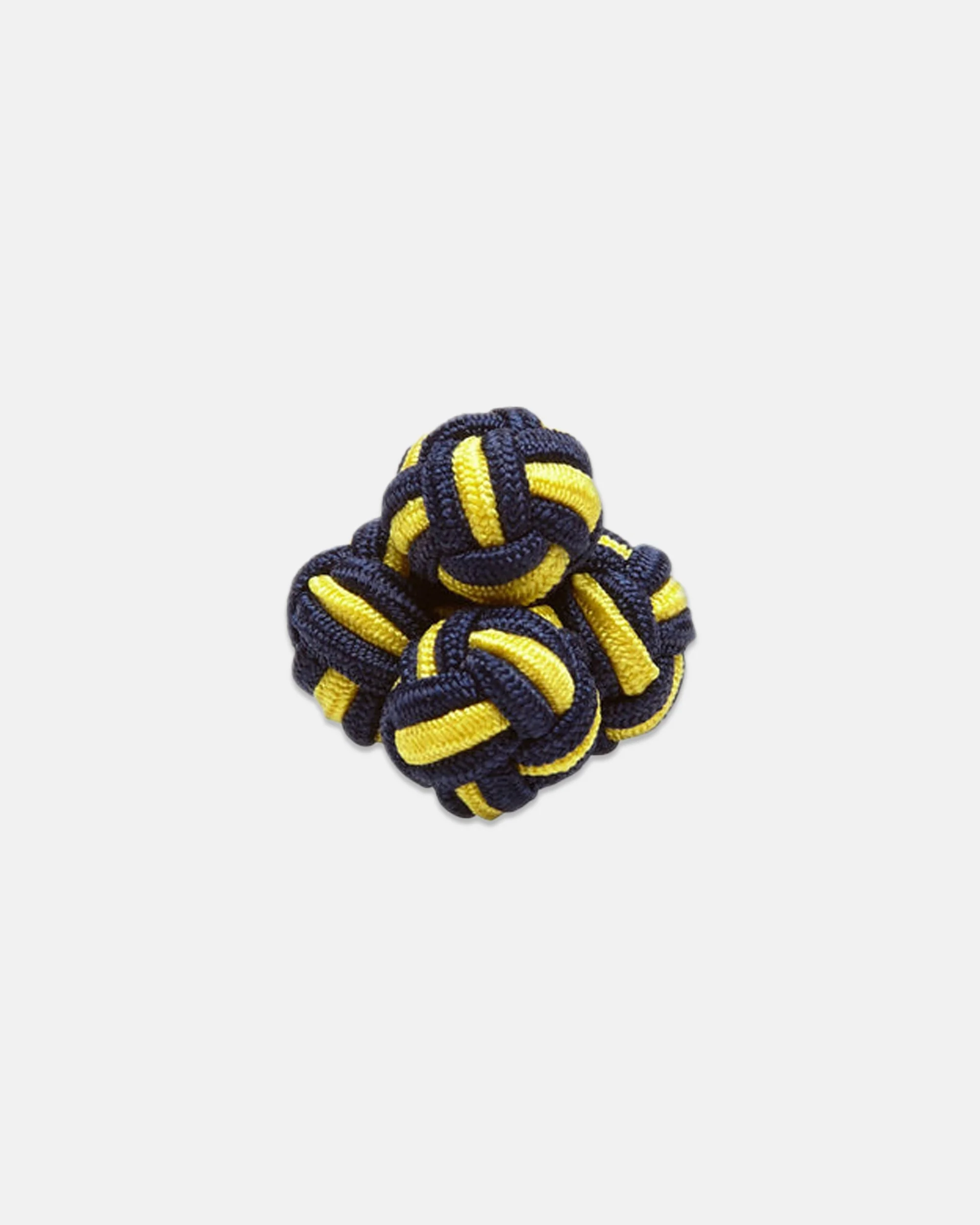 NAVY & YELLOW MONKEY'S FIST SILK KNOT CUFFLINKS - 1