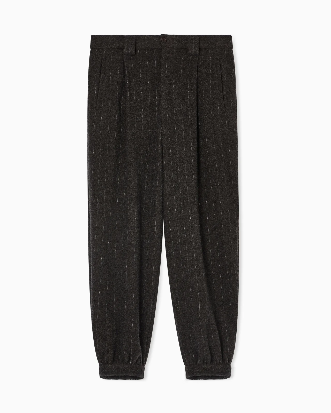 SINGLE-PLEAT TROUSERS IN PINSTRIPED CASHMERE AND WOOL CLOTH - 1