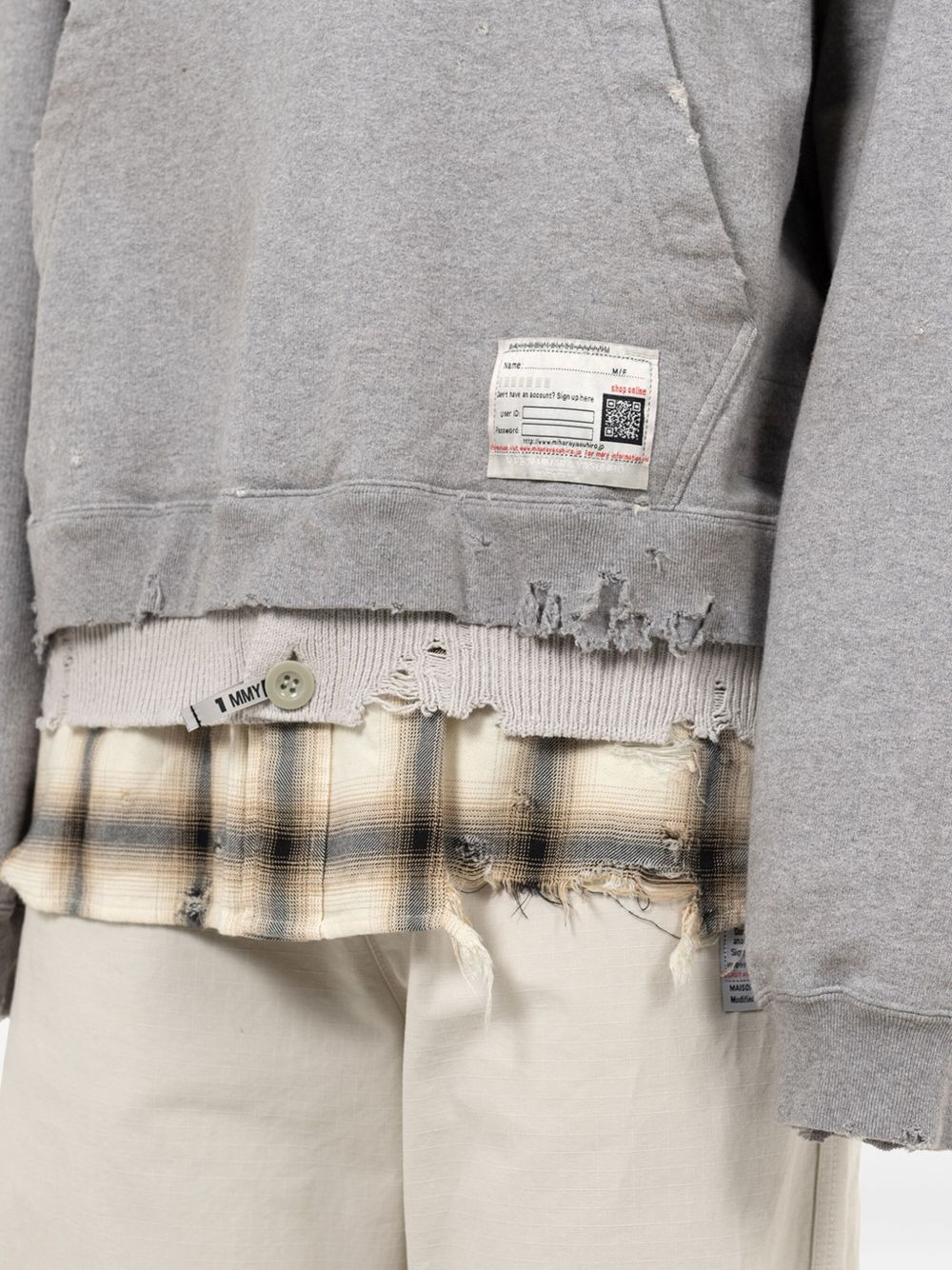 layered frayed hoodie - 5
