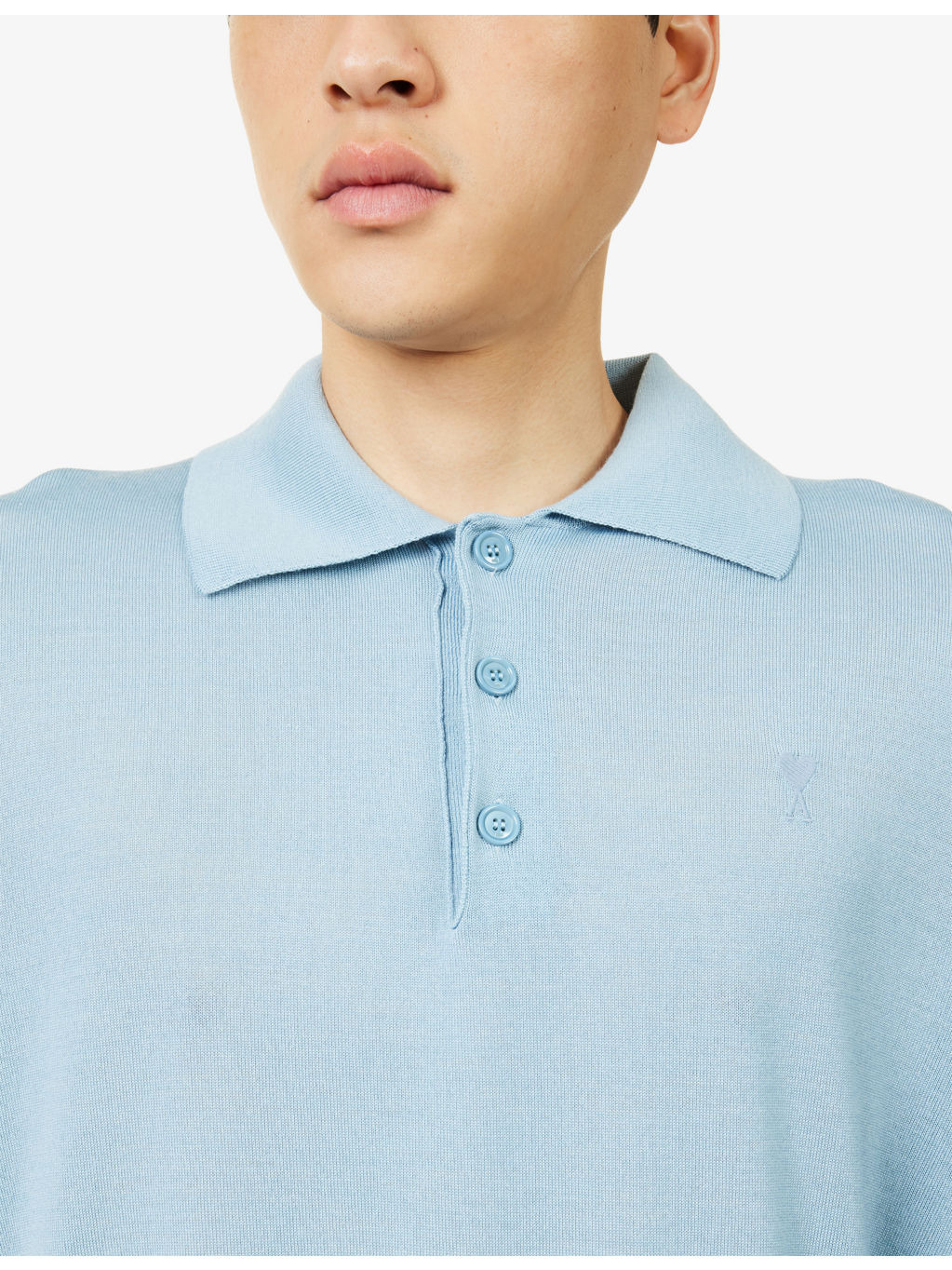 Logo-Embroidery Long-Sleeve Wool-Blend Knitted Polo Shirt - 5