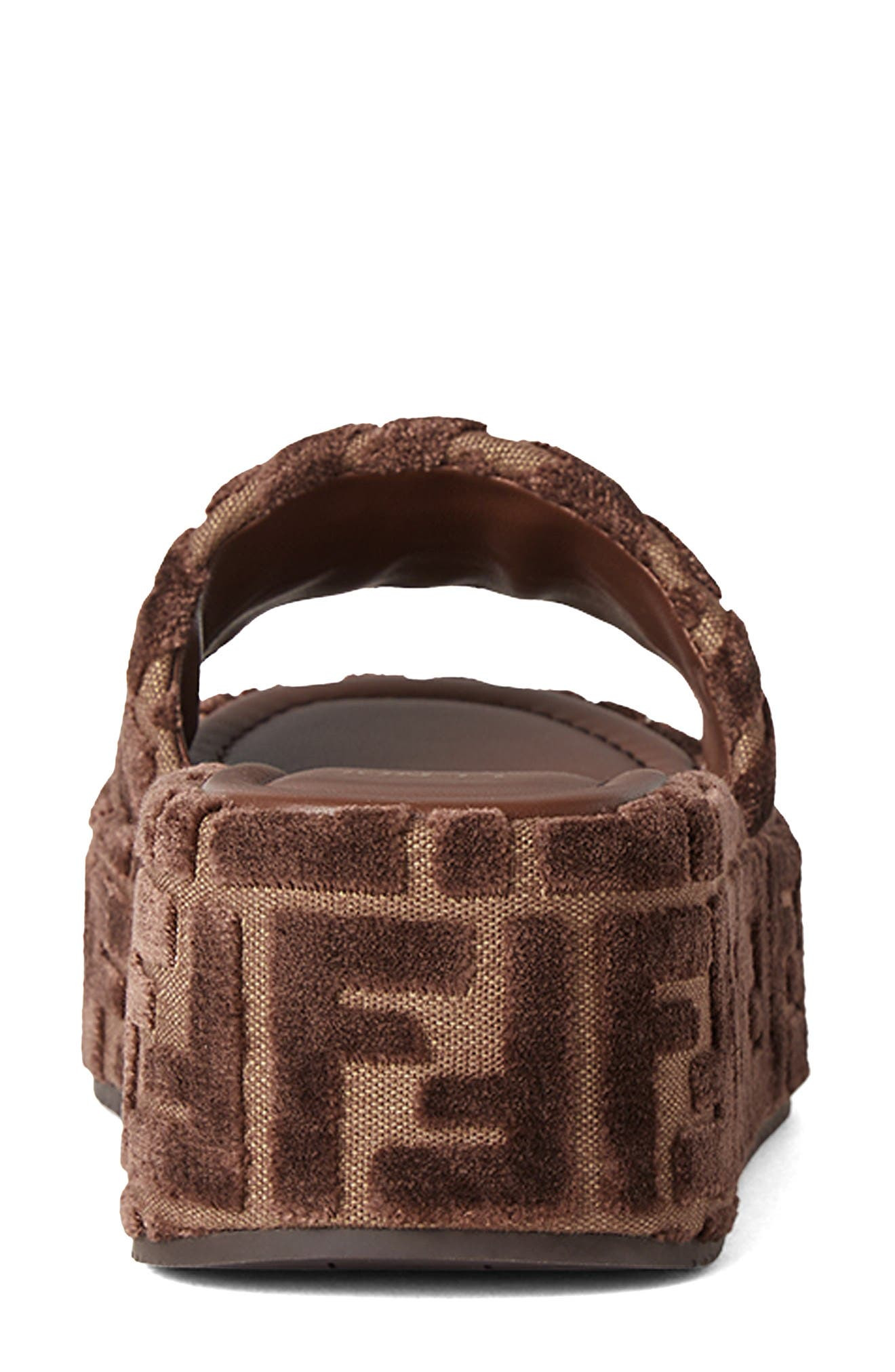 Fendi Sunshine Platform Wedge Slide Sandal in Beige/Chocolate at Nordstrom - 4