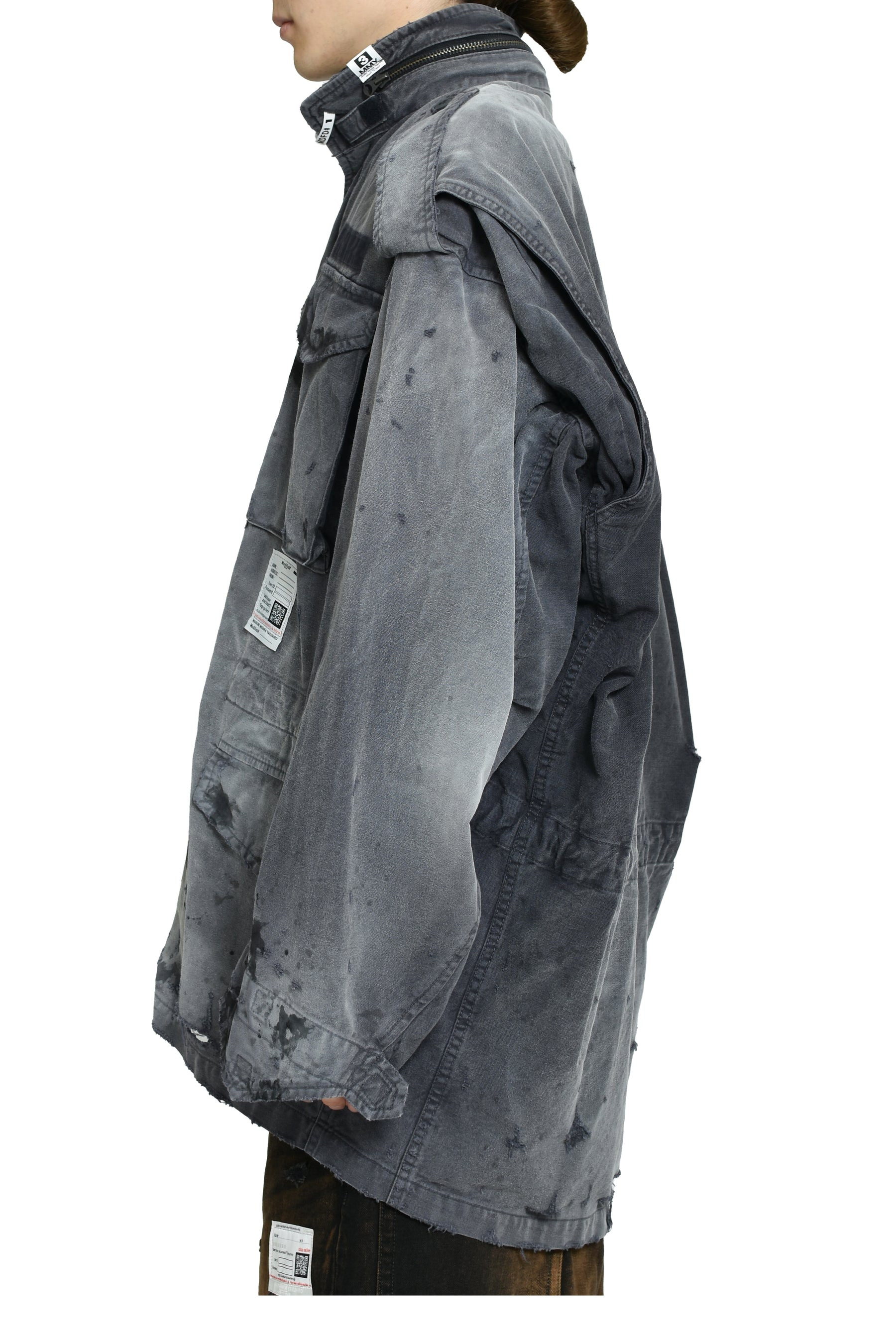 DISTRESSED M-65 JACKET / BLK - 3