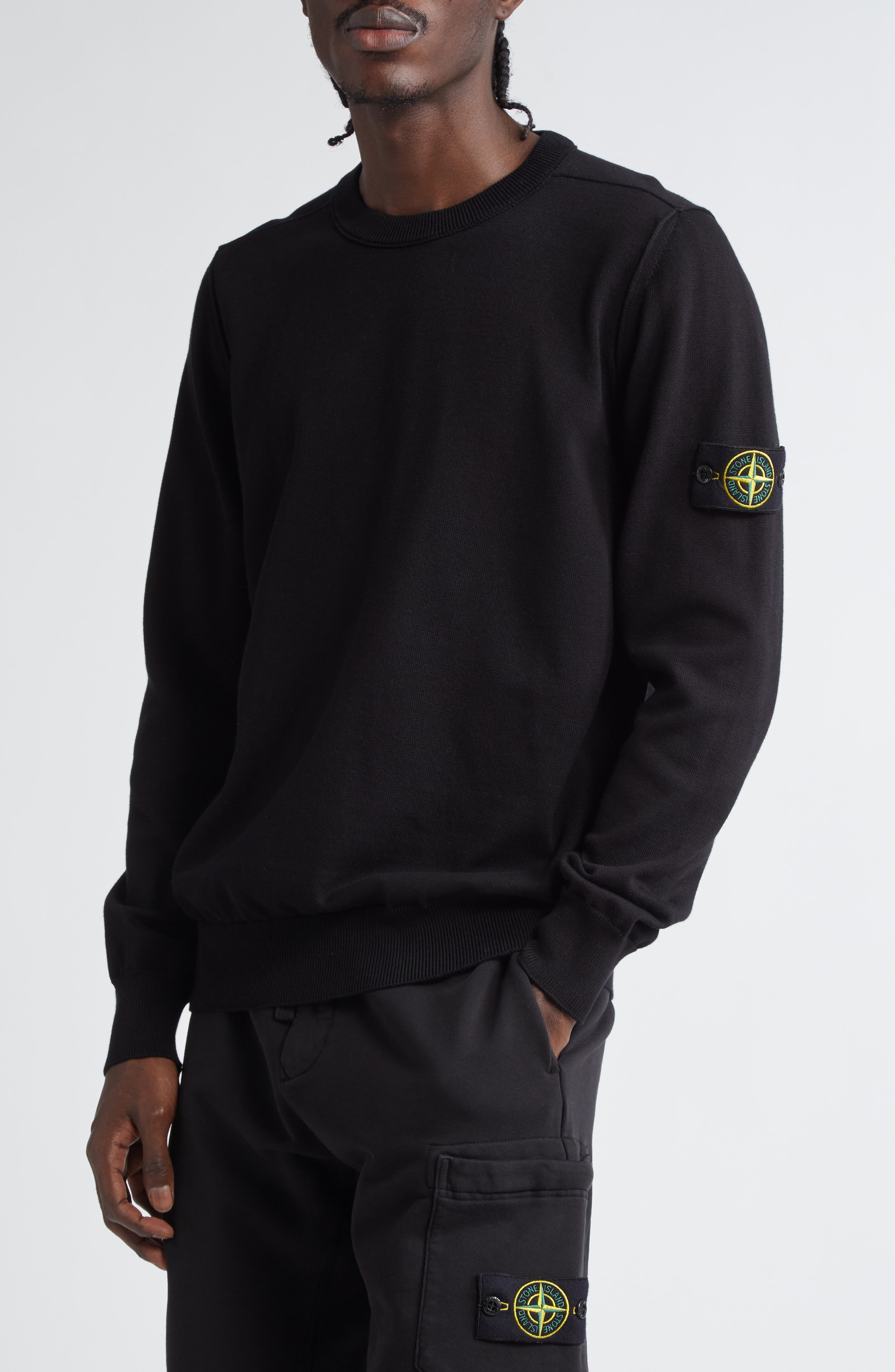 Stone Island Cotton Crewneck Sweater in V0029 Black at Nordstrom - 5
