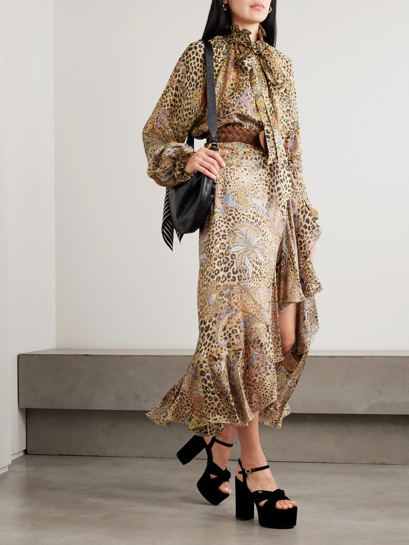 Etro Pussy-bow Gathered Printed Silk-chiffon Blouse outlook