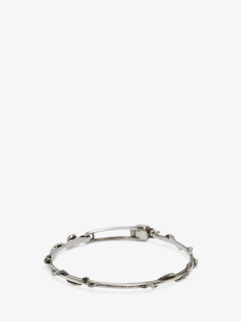 Skull Safety Pin Bracelet in Antique Silver - 2