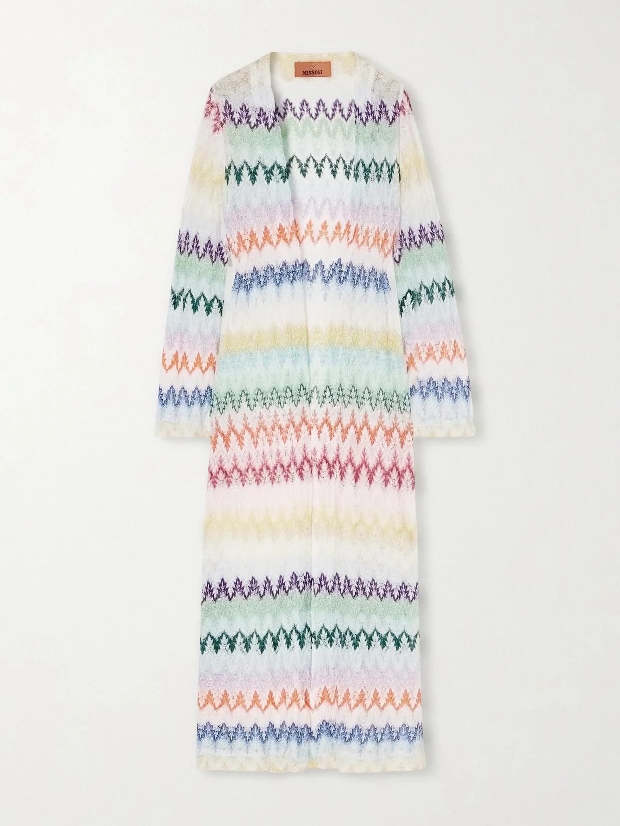 Striped Metallic Crochet-knit Cardigan - 1