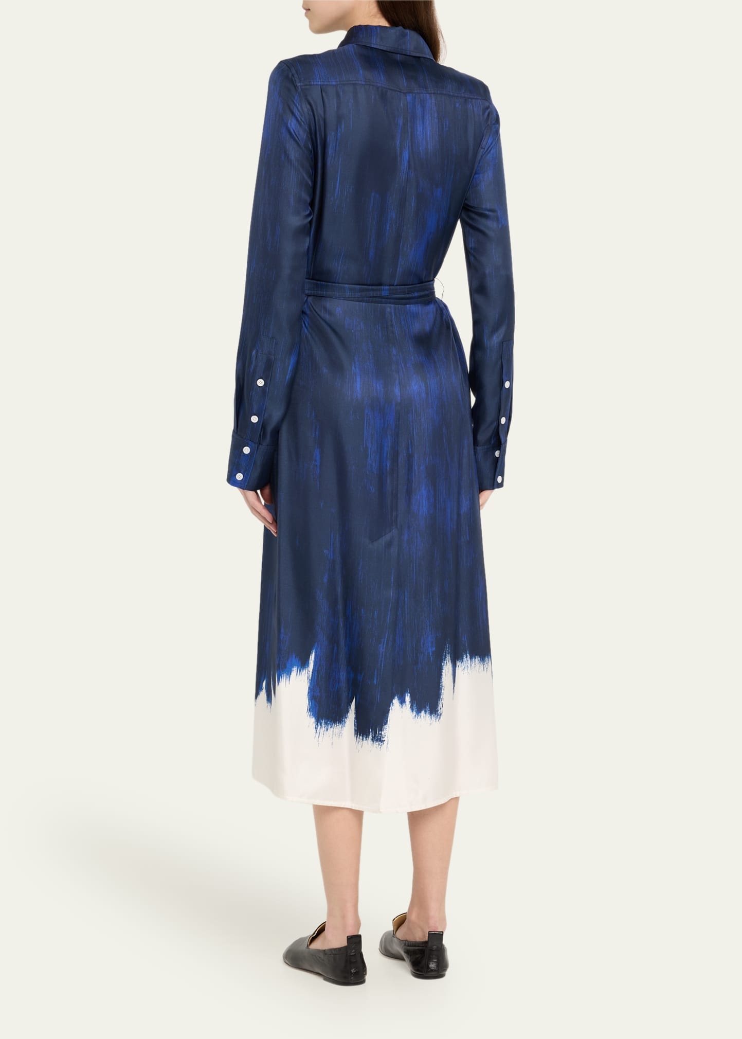 Amaya Double-Printed Tie Waist Silk Twill Dress - 3