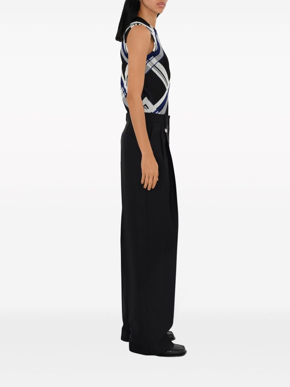 checked silk knitted vest - 3