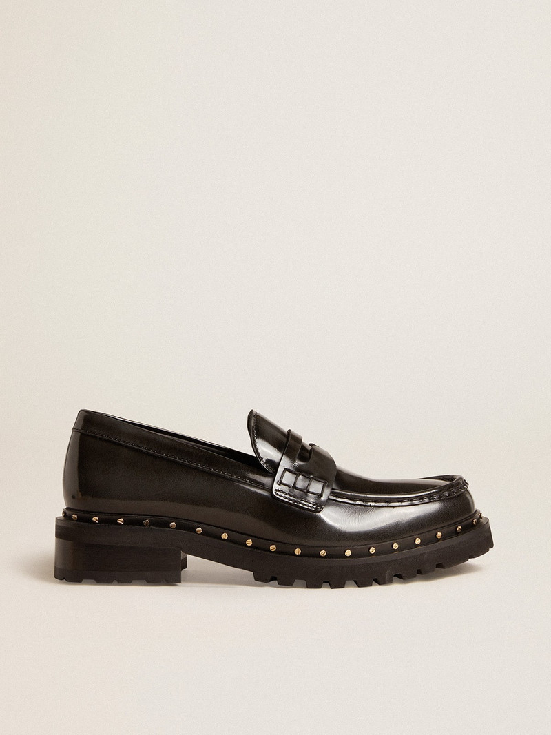 Chunky loafers 에 studded 검정 가죽 - 1