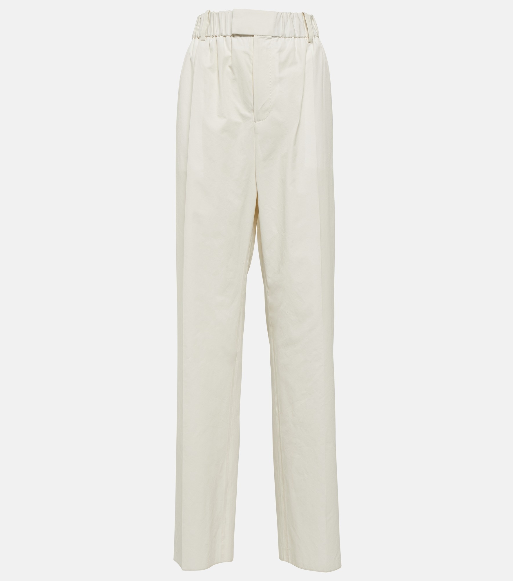 Low-rise cotton-blend wide-leg pants - 1