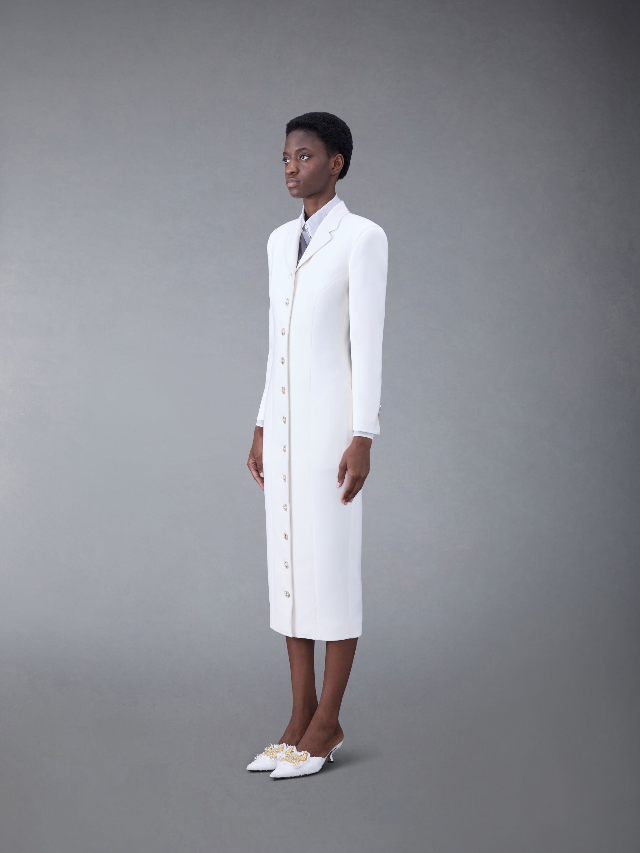 Wool Crepe Moulded Shoulder Maxi Dress - 2