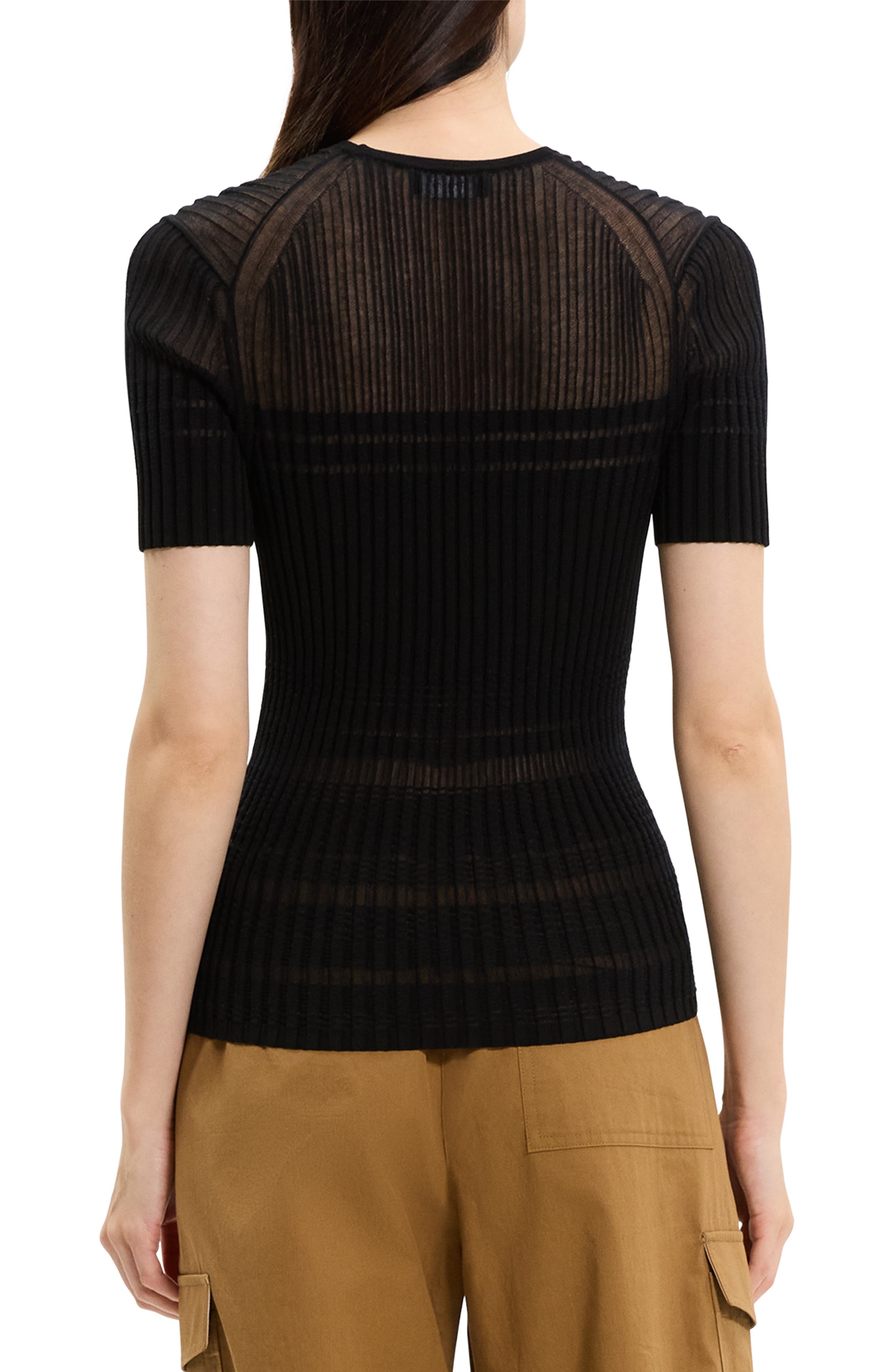 Theory Sheer Stripe T-Shirt in Black at Nordstrom - 2