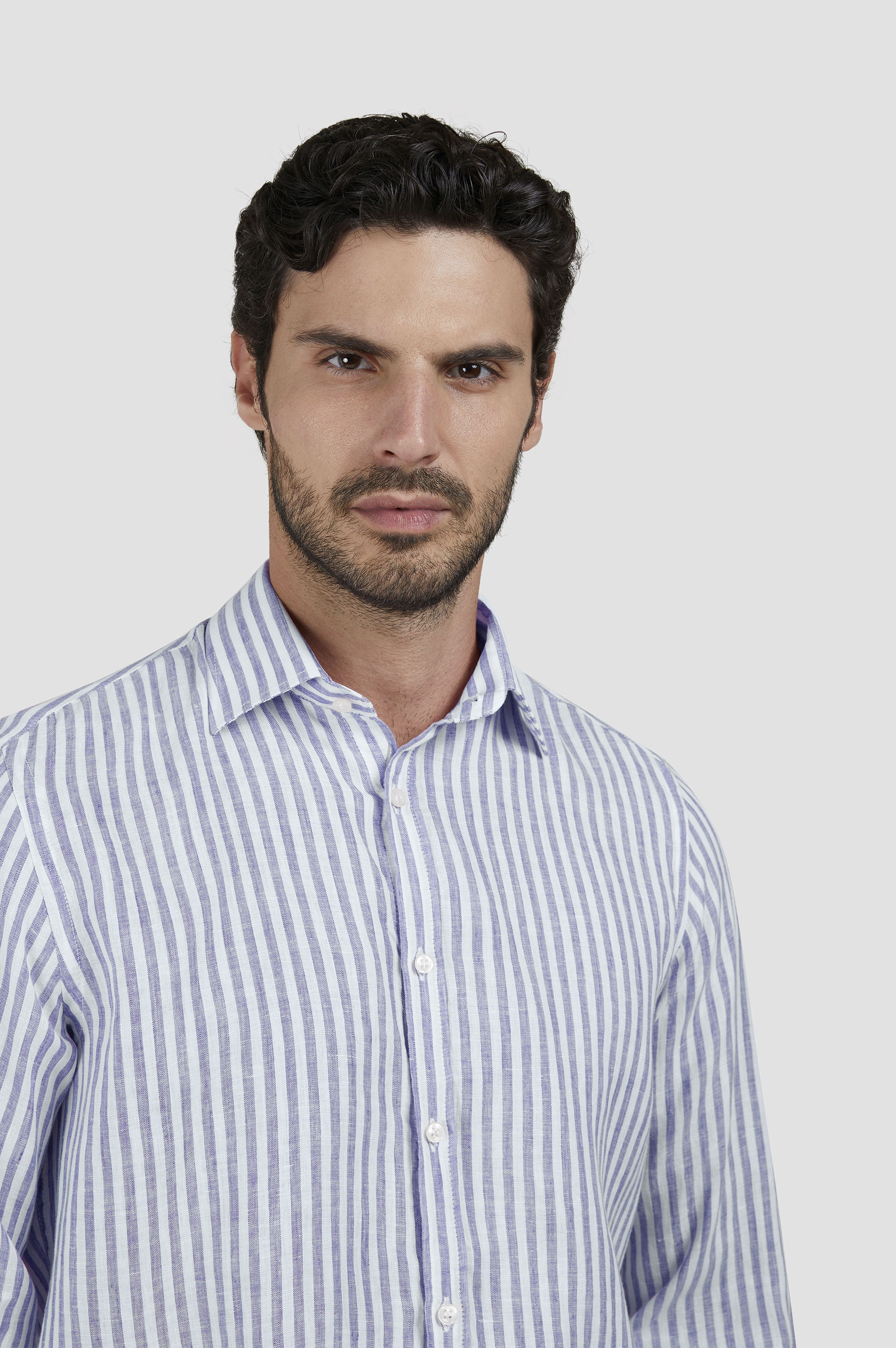 LINEN SHIRT WITH FRENCH COLLAR - 4